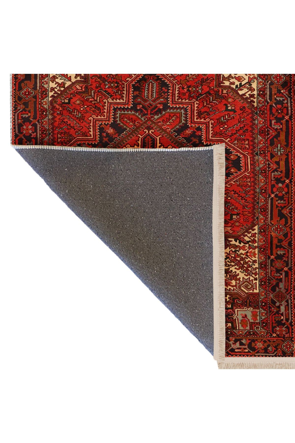 Emre Koleksiyonu Kırmızı Tema Bohem Geleneksel Motif Desenli Dokuma Taban Vintage Dekoratif Halı 10