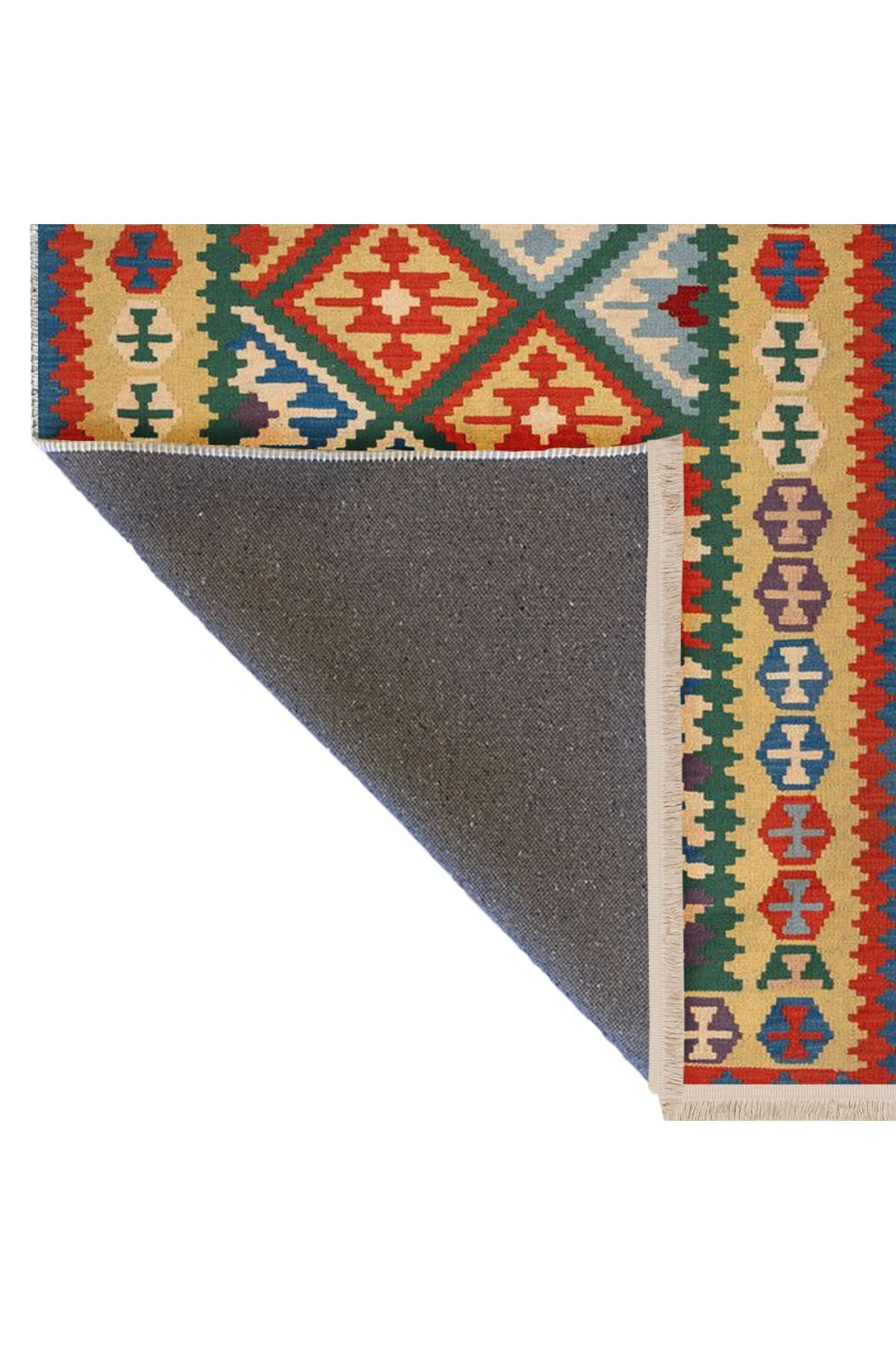 İnci Koleksiyonu Çok Renkli Geleneksel Motif Etnik Desen Dokuma Taban Vintage Dekoratif Halı inci16