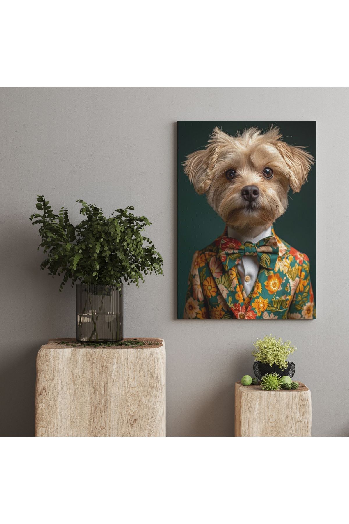 Kanvas Tablo Takım Elbiseli Sevimli Köpek Desenli tablo5007