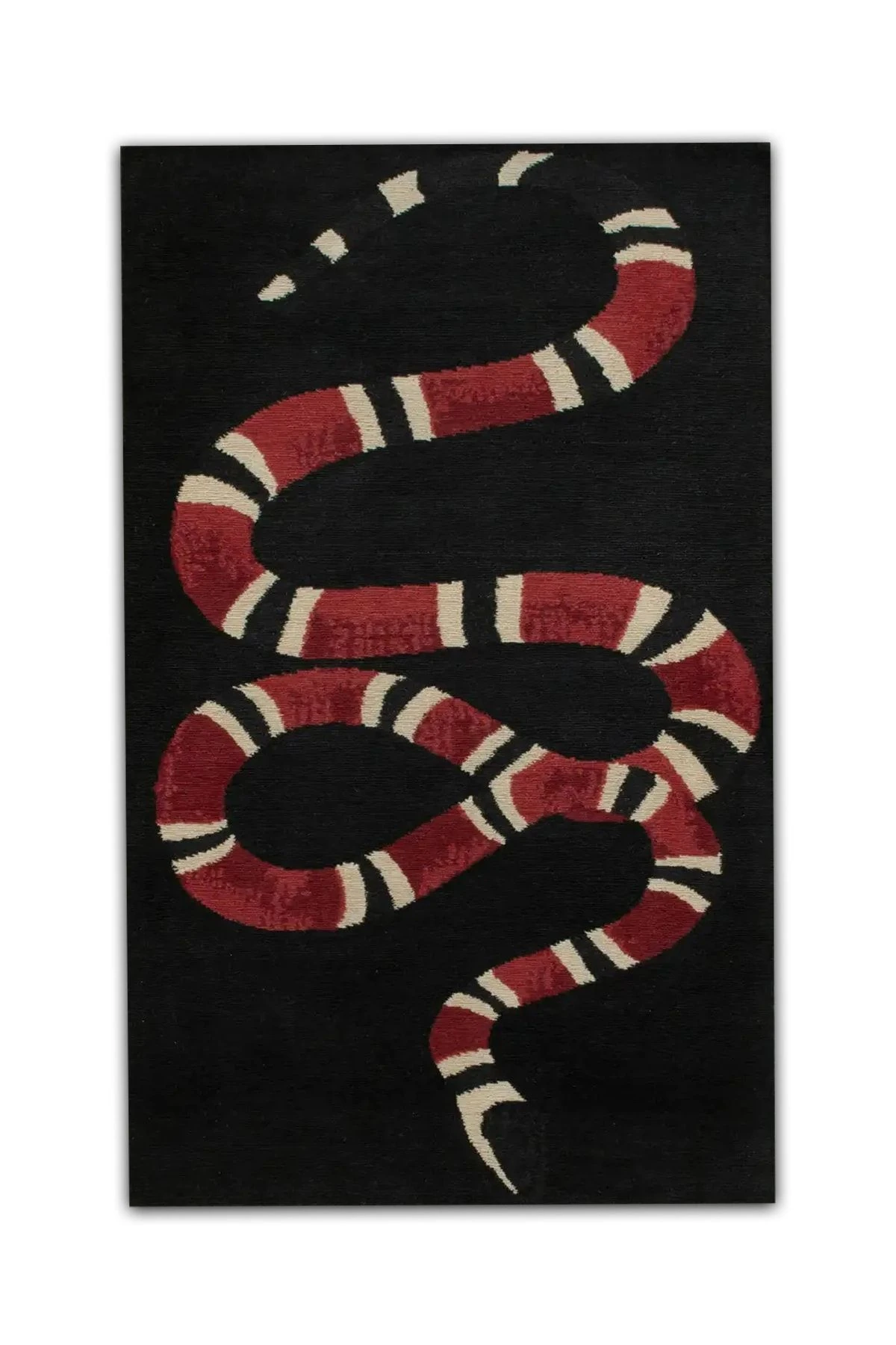 Siyah Bordo Yılan Temalı Dekoratif Dokuma Taban Halı Mira 1272