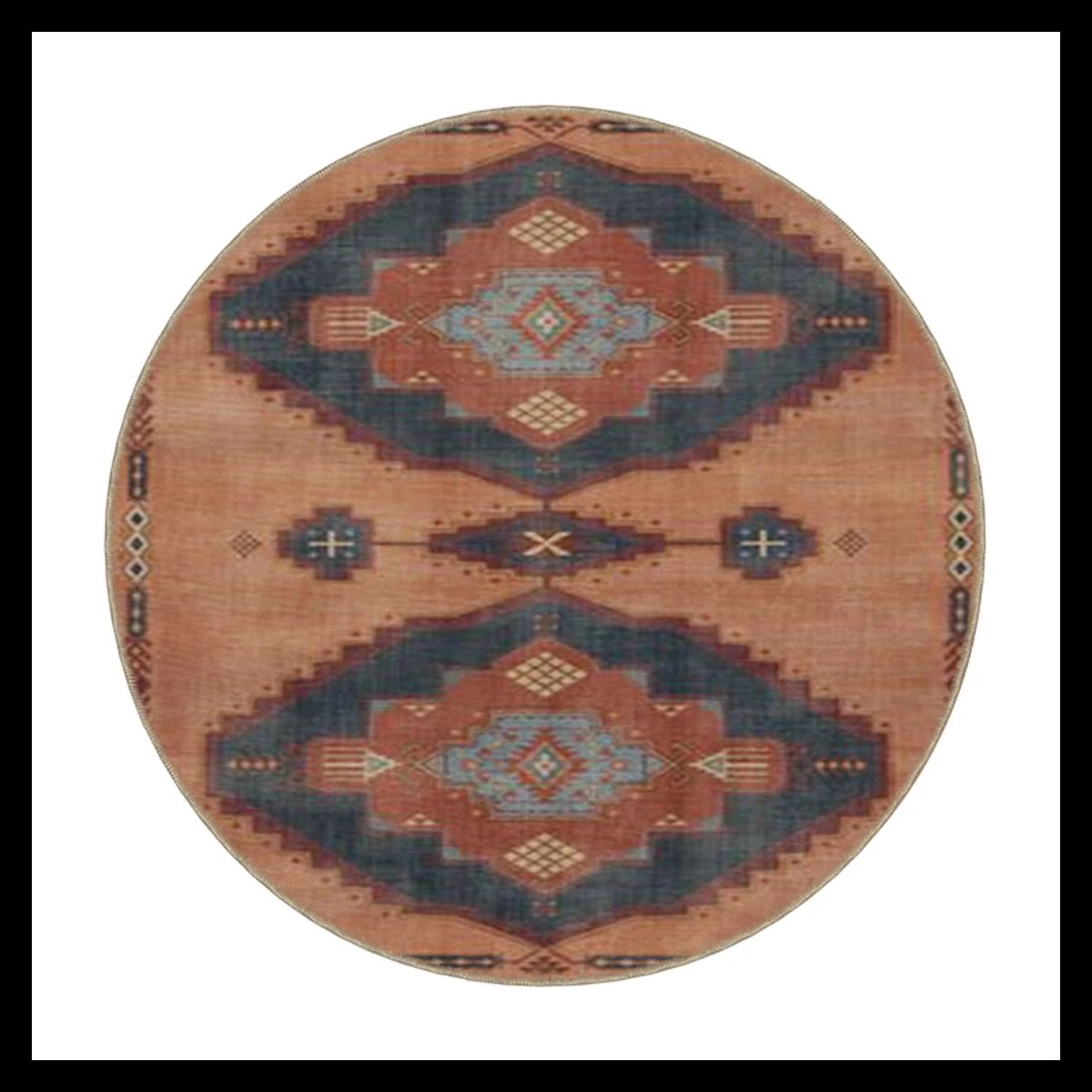 Kahverengi Kübik Çiçekli Çok Renkli Dokuma Taban Halı miravip8114