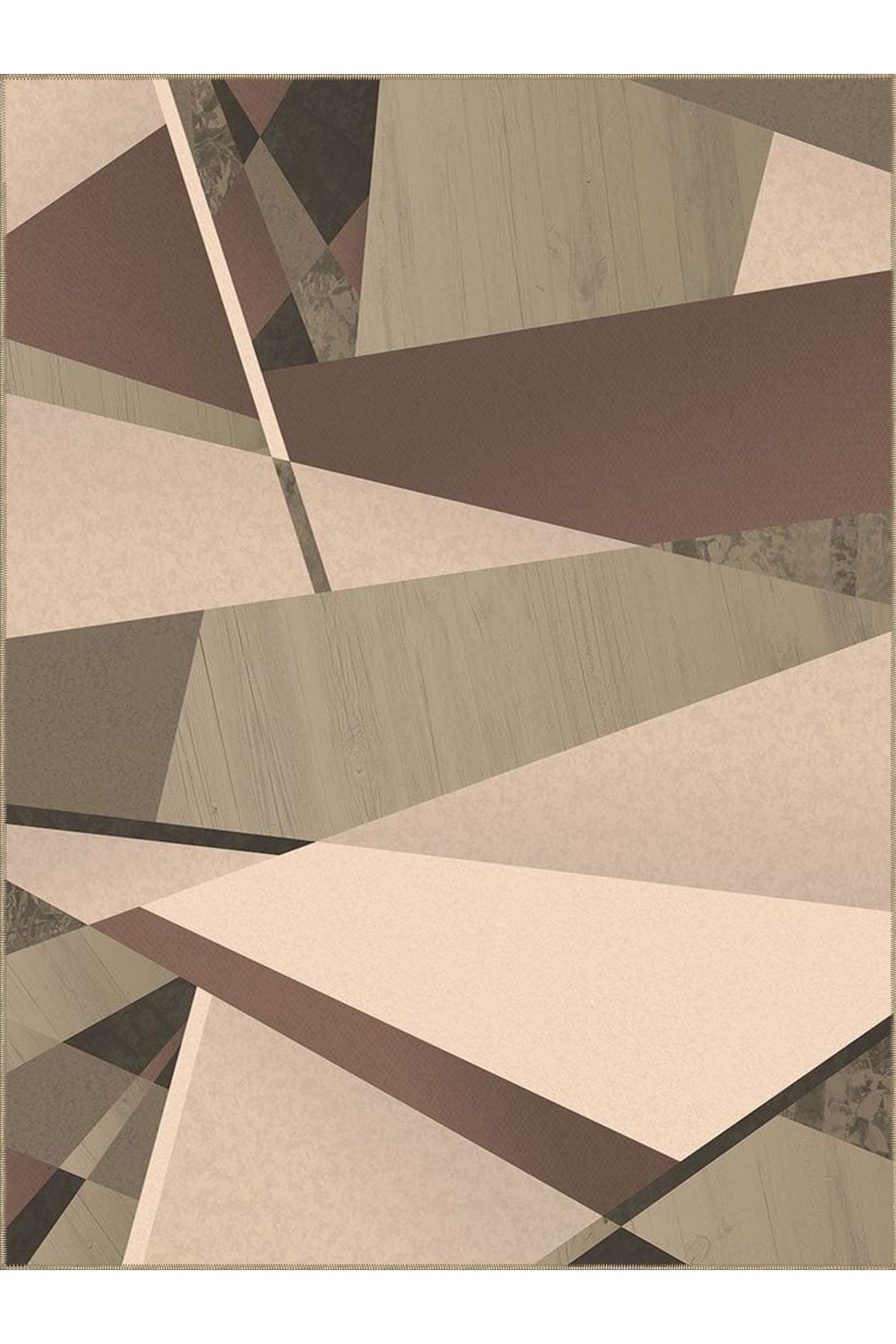 Ametist Serisi Bej Temalı Geometrik Şekiller Desenli Dokuma Taban Modern Dekoratif Halı ametist74