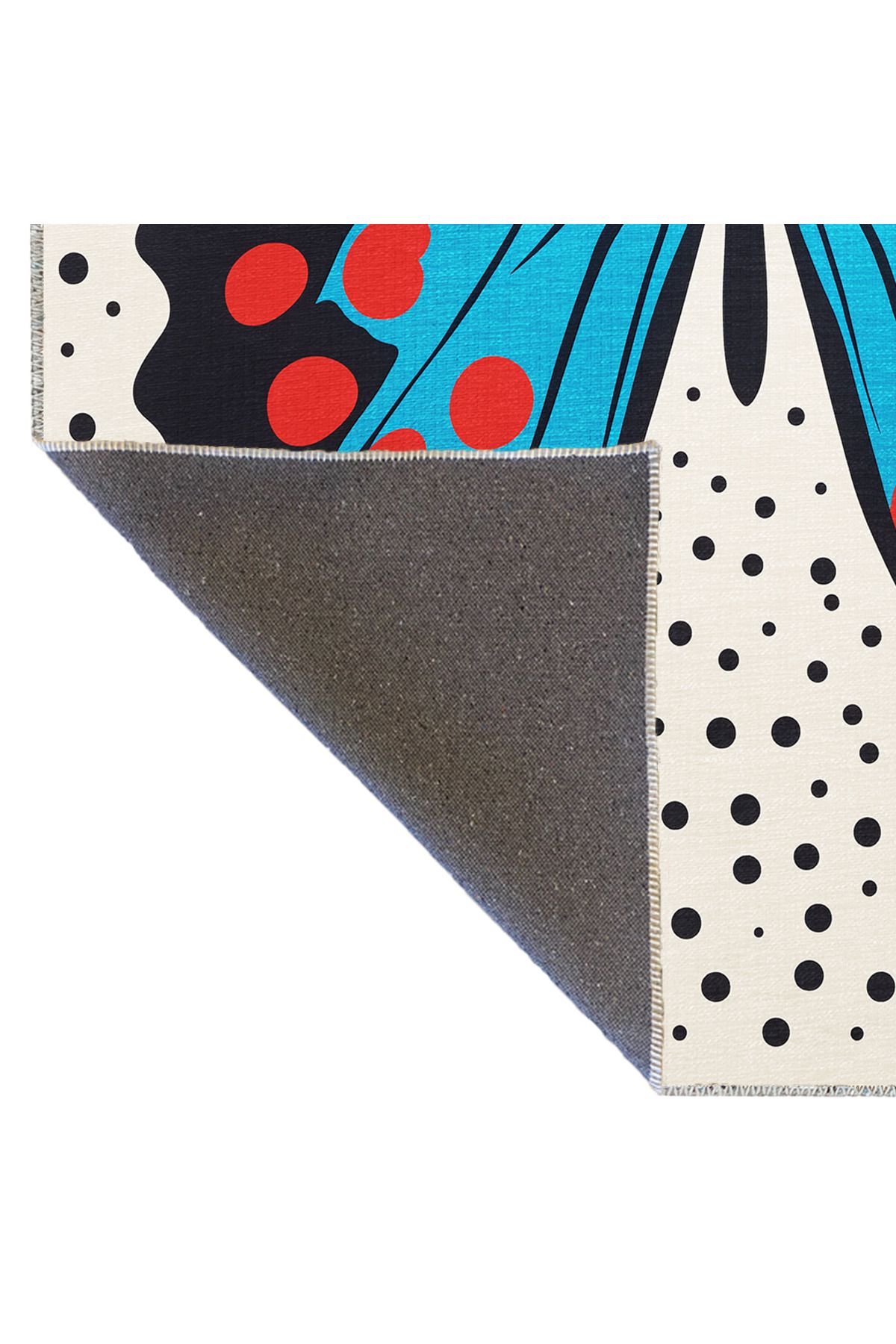 Dido 2 Koleksiyonu Mavi Bej Temalı Kelebek Desenli Kreatif Modern Dekoratif Halı 3240