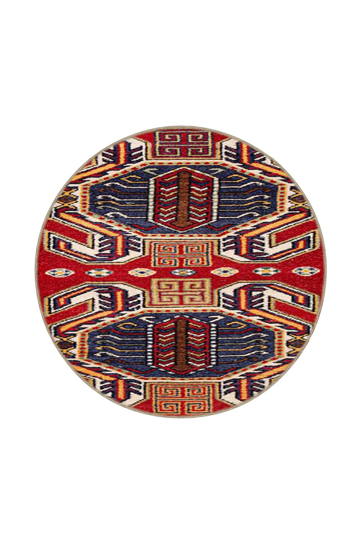 Kırmızı Modern Baklavalı Sarı Dokuma Taban Halı miravip532