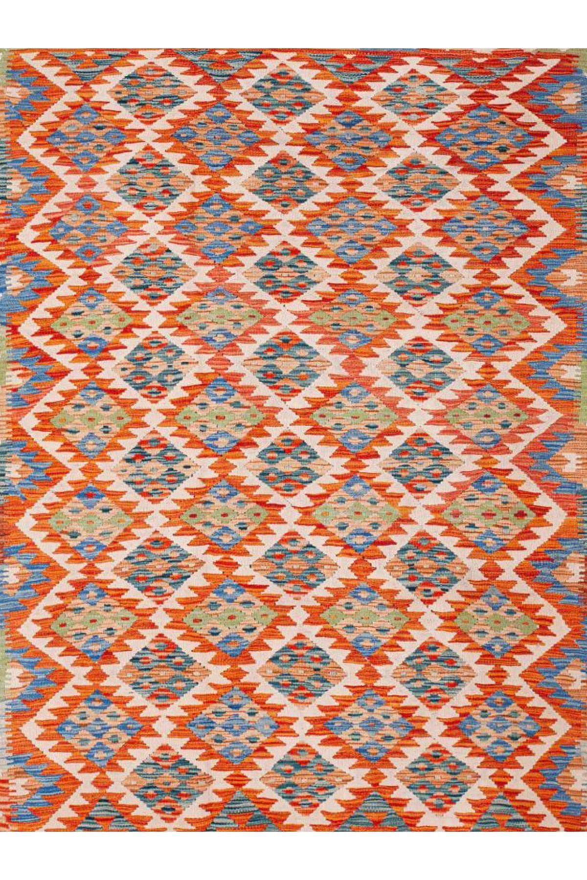 Güney Koleksiyonu Çok Renkli ETnik Geometrik Motifler Desenli Vintage Dekoratif Halı 39