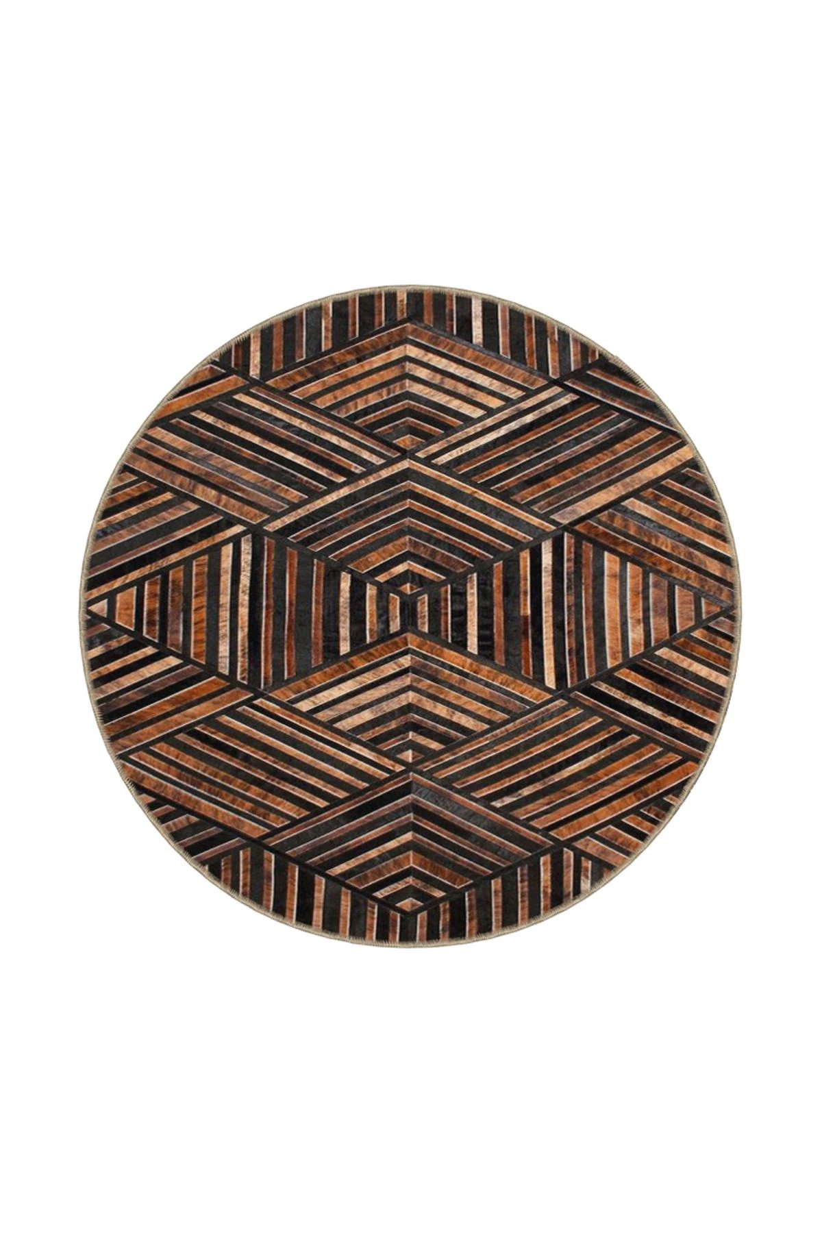 Geometrik Modern Kahverengi Temalı Desenli Dokuma Taban ve Yıkanabilir Halı miravip9541