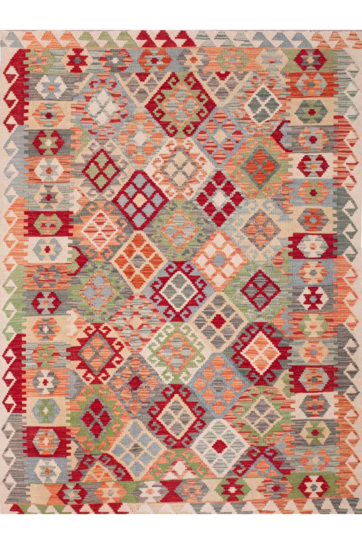 Asya Koleksiyonu Çok Renkli Etnik Desenli  Dokuma Taban Modern Dekoratif Halı asya40