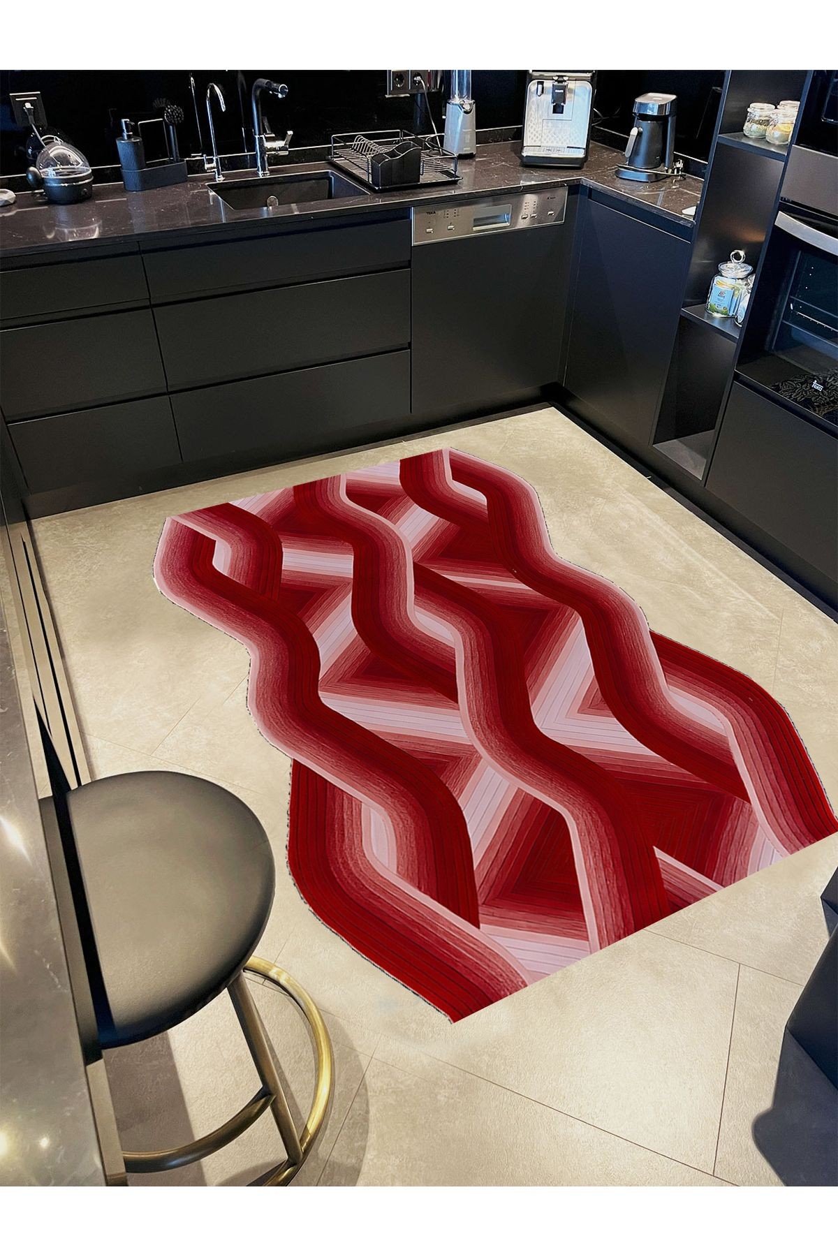 Milano Serisi Bordo Asimetrik Detaylı Dokuma Taban Modern Dekoratif Halı milano08