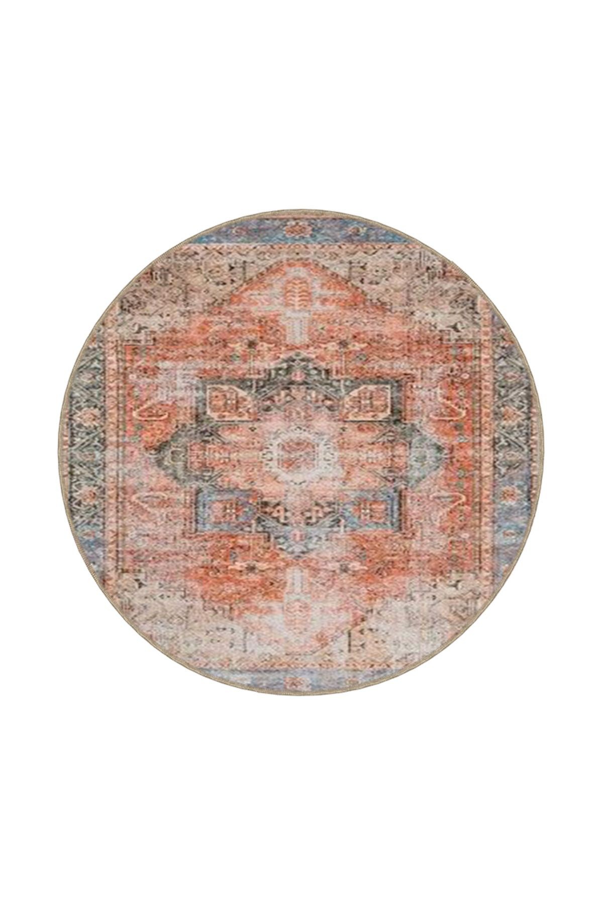 Sarı Turuncu Geometrik Desenli Dokuma Taban Halı ve Yıkanabilir Halı aloha127