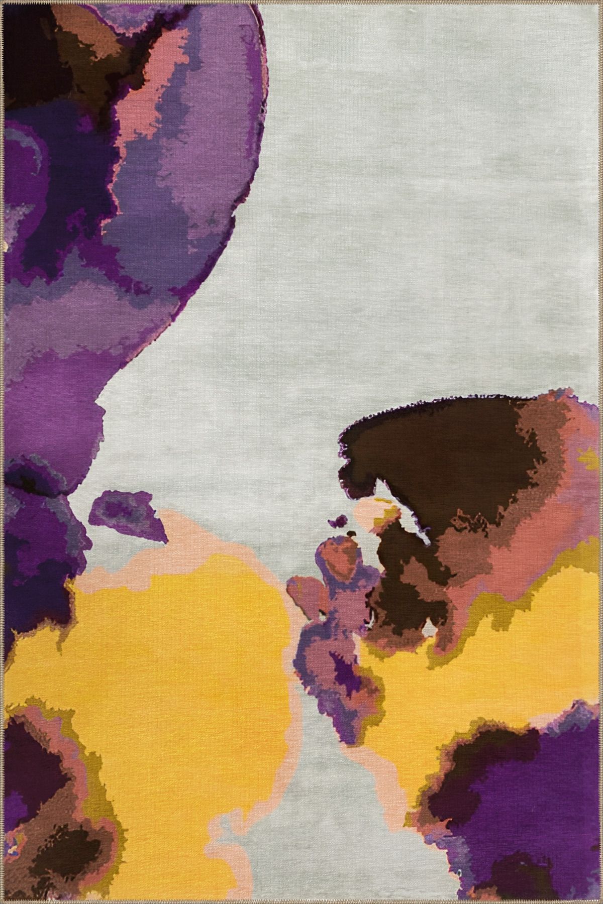 Sarı Mor Temalı Soyut Desenli Kreatif Modern Dekoratif Halı 1994