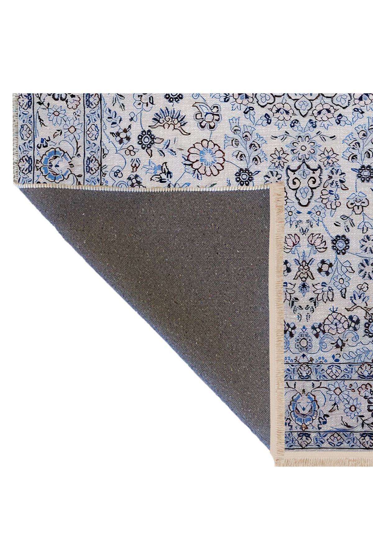 Açık Ton Gri Bej Temalı Geleneksel Motif Etnik Desenli Vintage Dekoratif Halı 2579