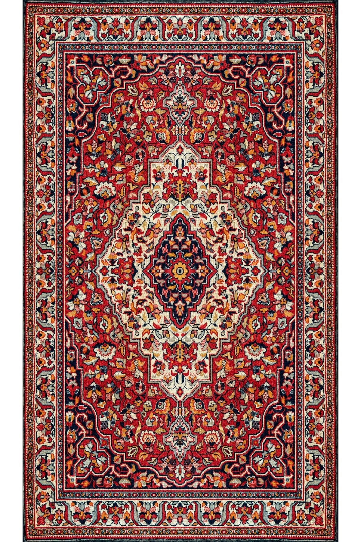 Kırmızı Geometrik Çiçek Desenli Seccade 70x120