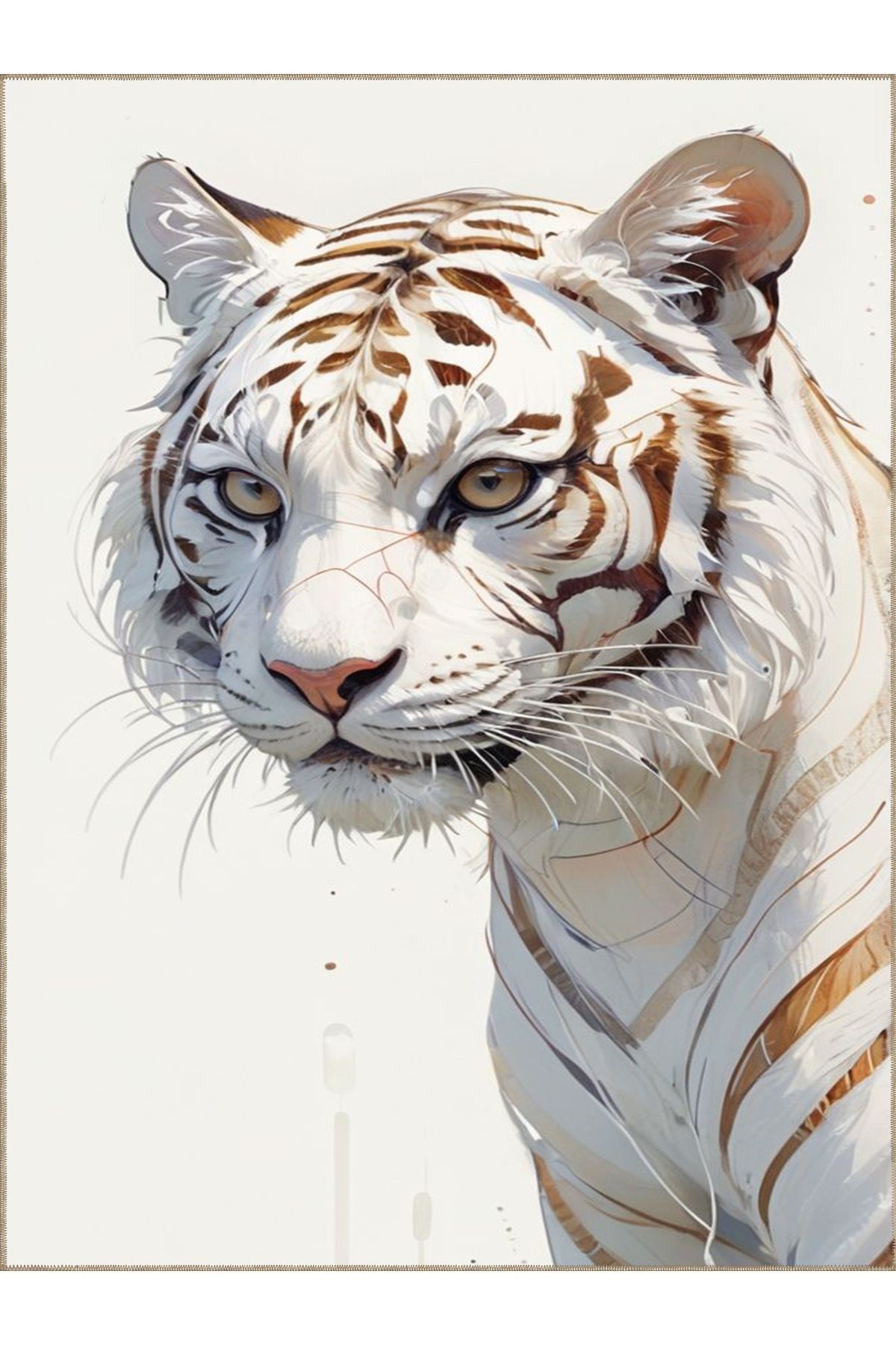 Kemal Koleksiyonu Soyut Beyaz Kaplan Desenli Dokuma Taban Kreatif Modern Dekoratif Halı 52