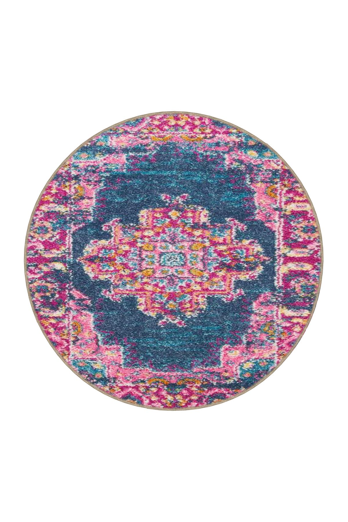 Mavi Çiçekli Gelenksel Desenli Dokuma Taban miravip635