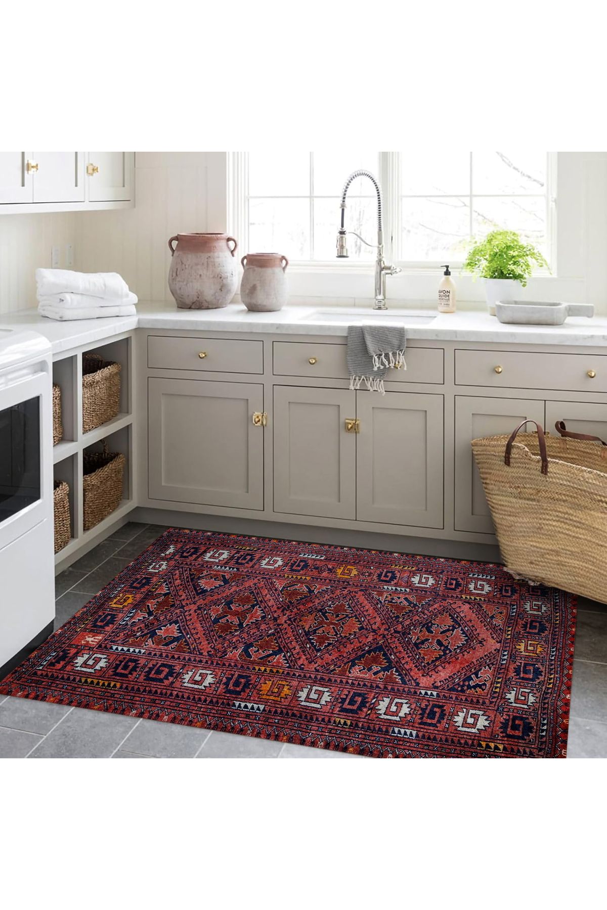 Mete Koleksiyonu Geleneksel Motif Etnik Desenli Vintage Dekoratif Halı 45