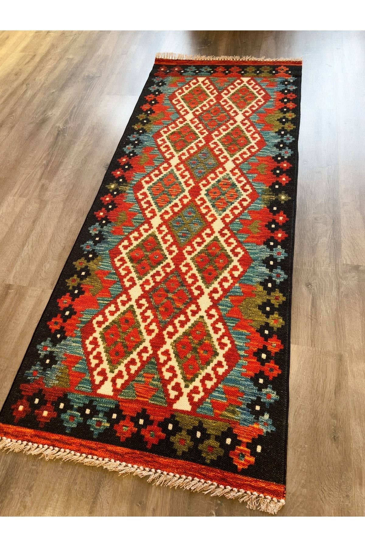 Cotton 552 Etnik Desenli Otantik Canlı Çok Renkli Kilim