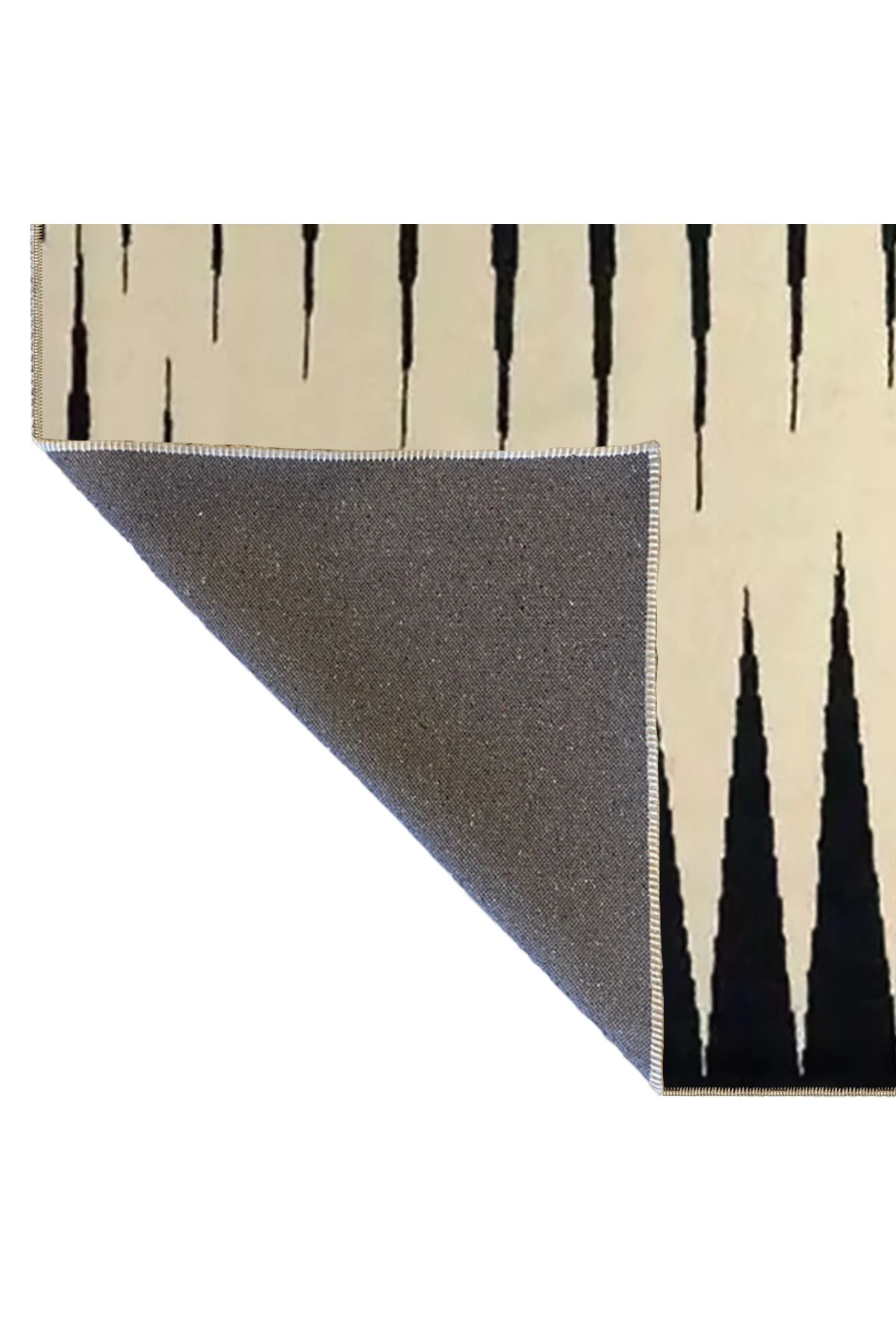 Siyah Bej Temalı Üçgen Geometrik Desenli Kreatif Modern Dekoratif Halı 3516