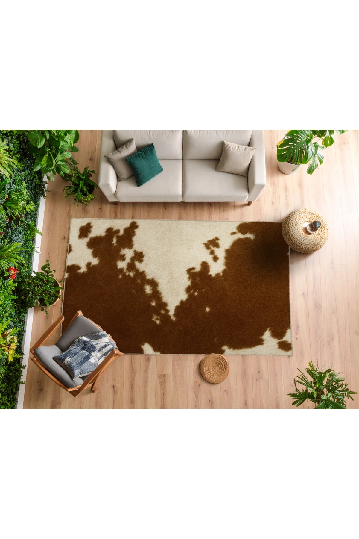 MOSSO Çok Renkli Soyut Abstract Tarz Desenli Dokuma Taban Modern Dekoratif Halı mosso335