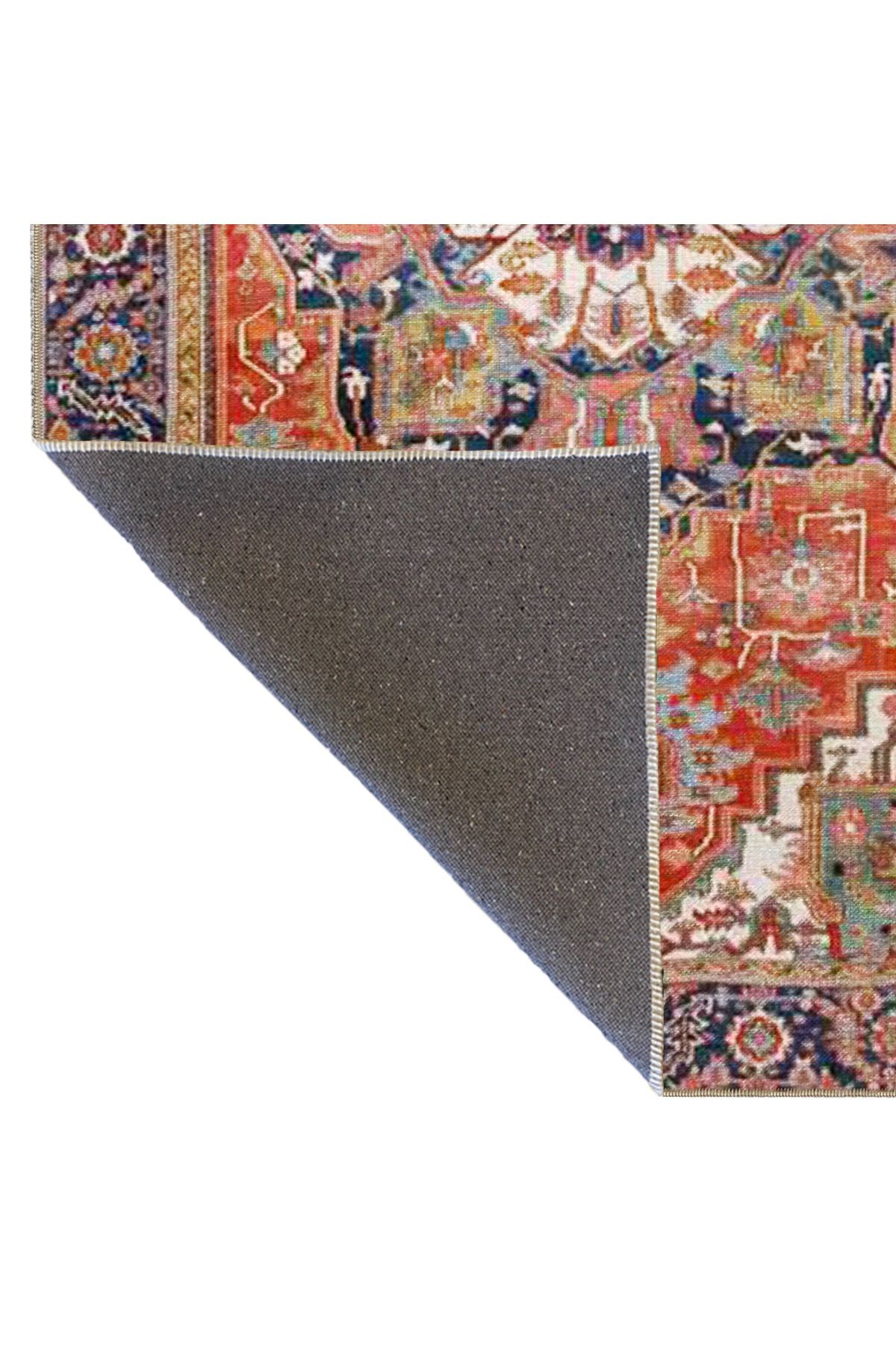 Kırmızı Temalı Geleneksel Motif Etnik Desenli Vintage Dekoratif Halı 3827
