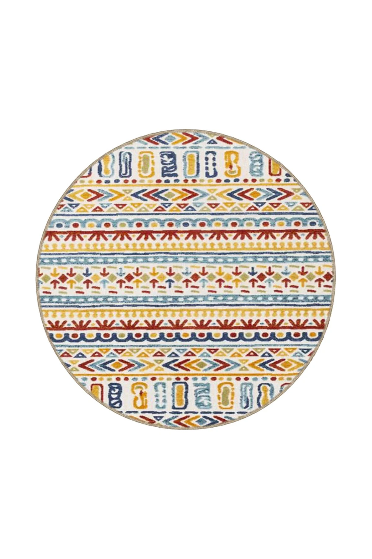 Üçgenli Kırmızı Kremli Geometrik Çizgili Desenli Dekoratif Yıkanabilir Halı miravip8411