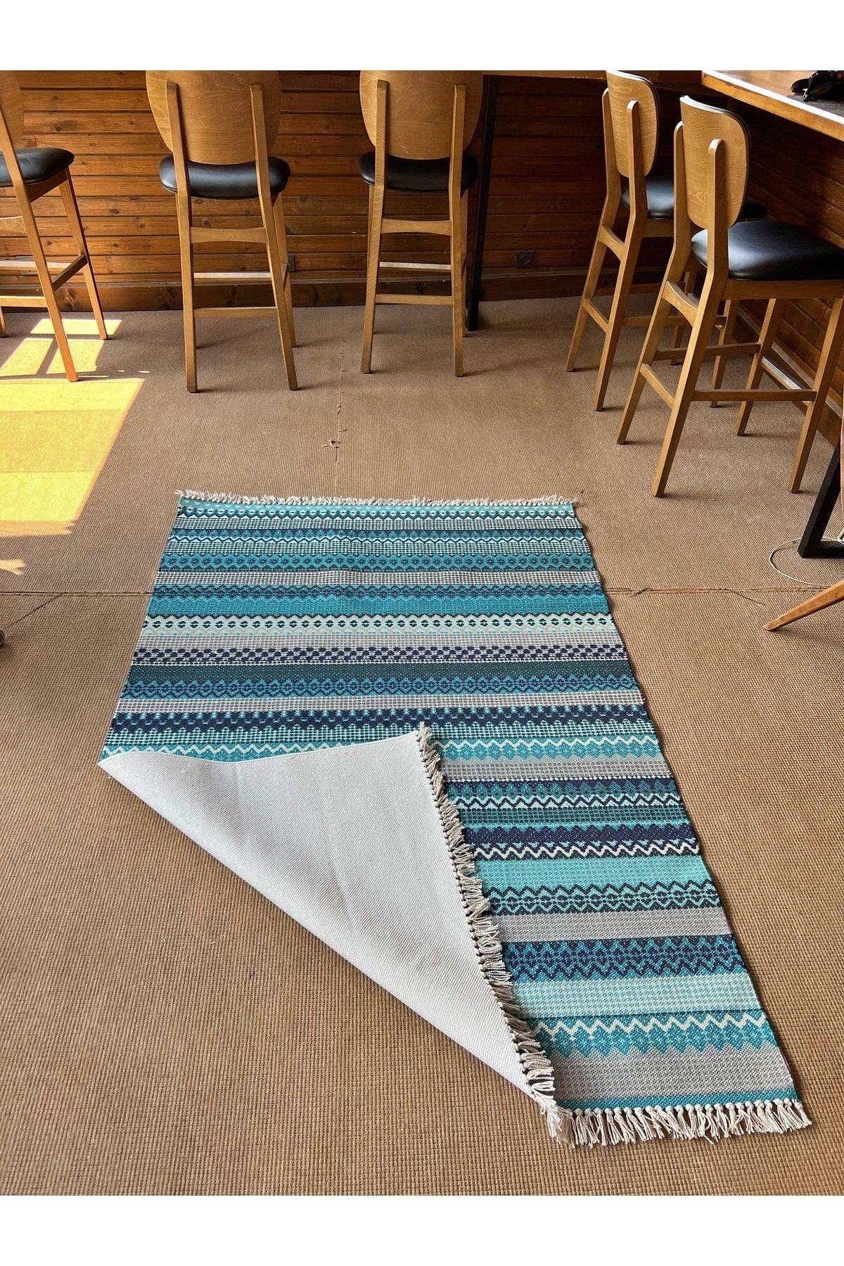 Cotton 558 Etnik Desenli Dokuma Taban Çok Renkli Kilim