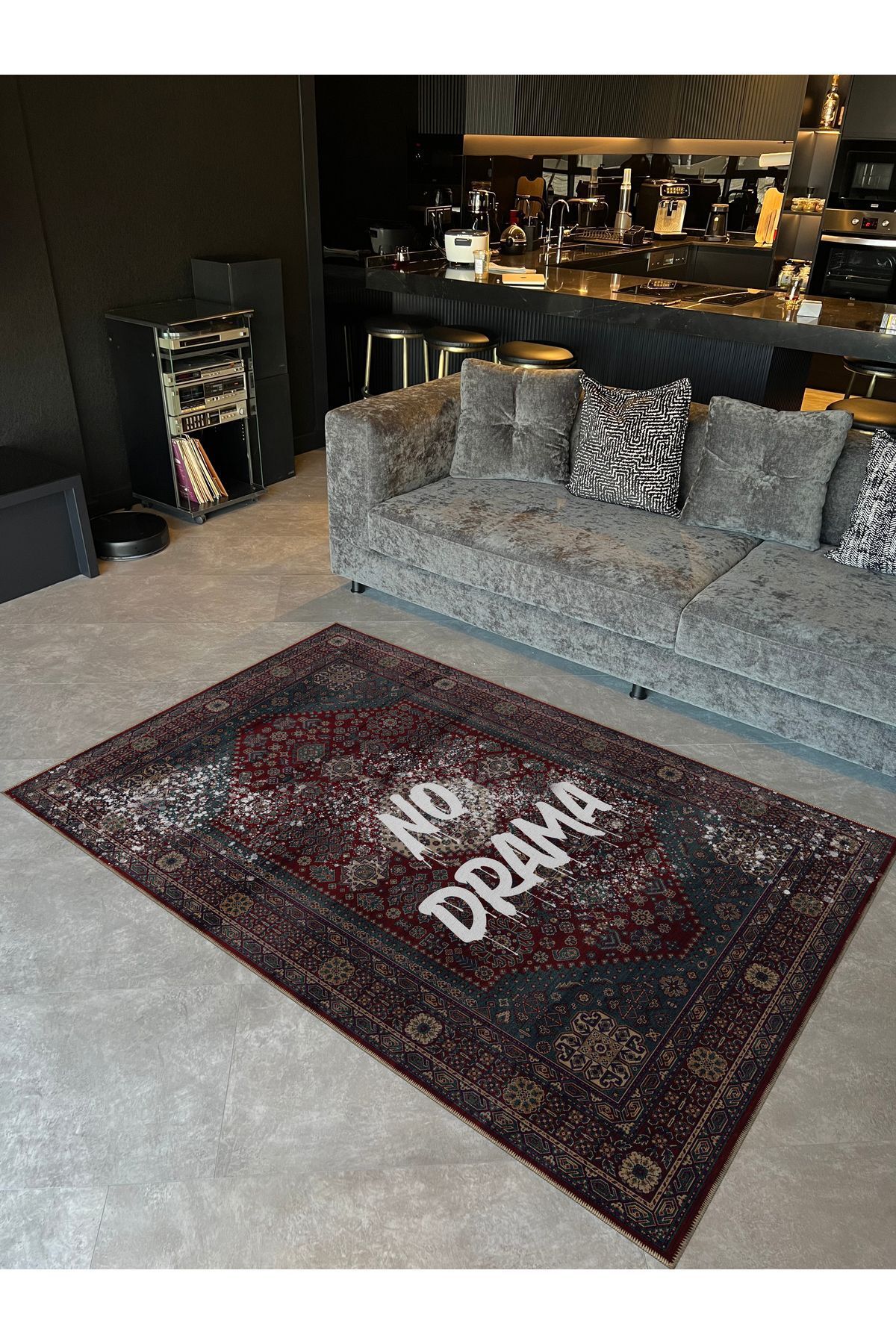 Written Koleksiyonu No Drama Yazılı Desenli Kreatif Modern Dekoratif Halı 01