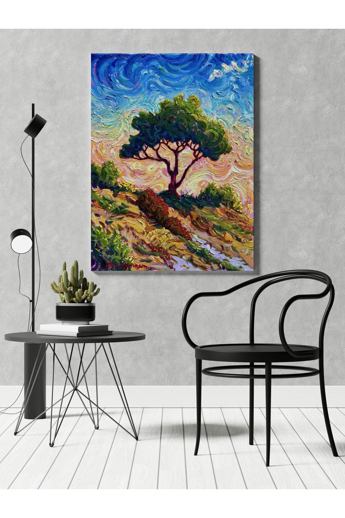 Kanvas Tablo Ağaç ve Sahil Temalı Desenli Modern Tablo
