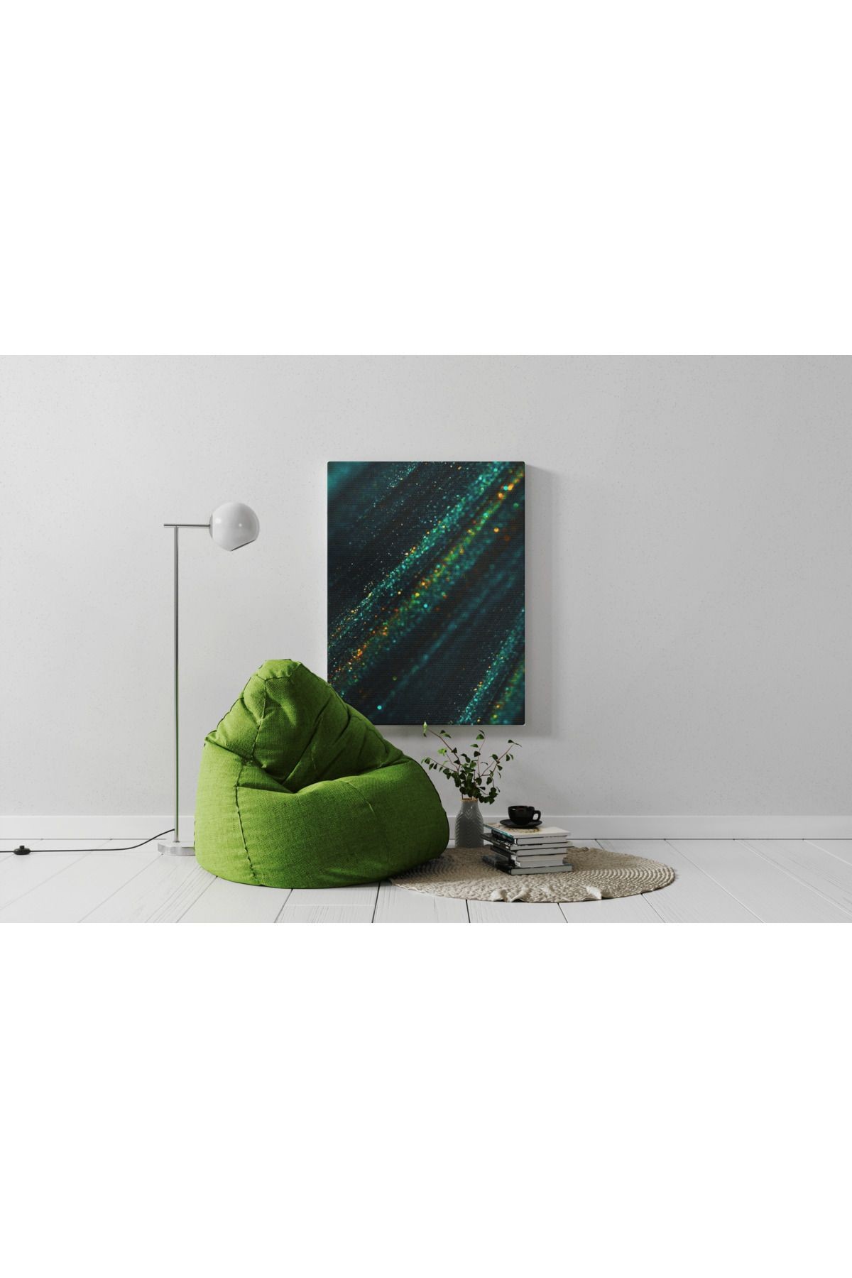 Kanvas Tablo Koyu Yeşil Tema Soyut Abstract Desen