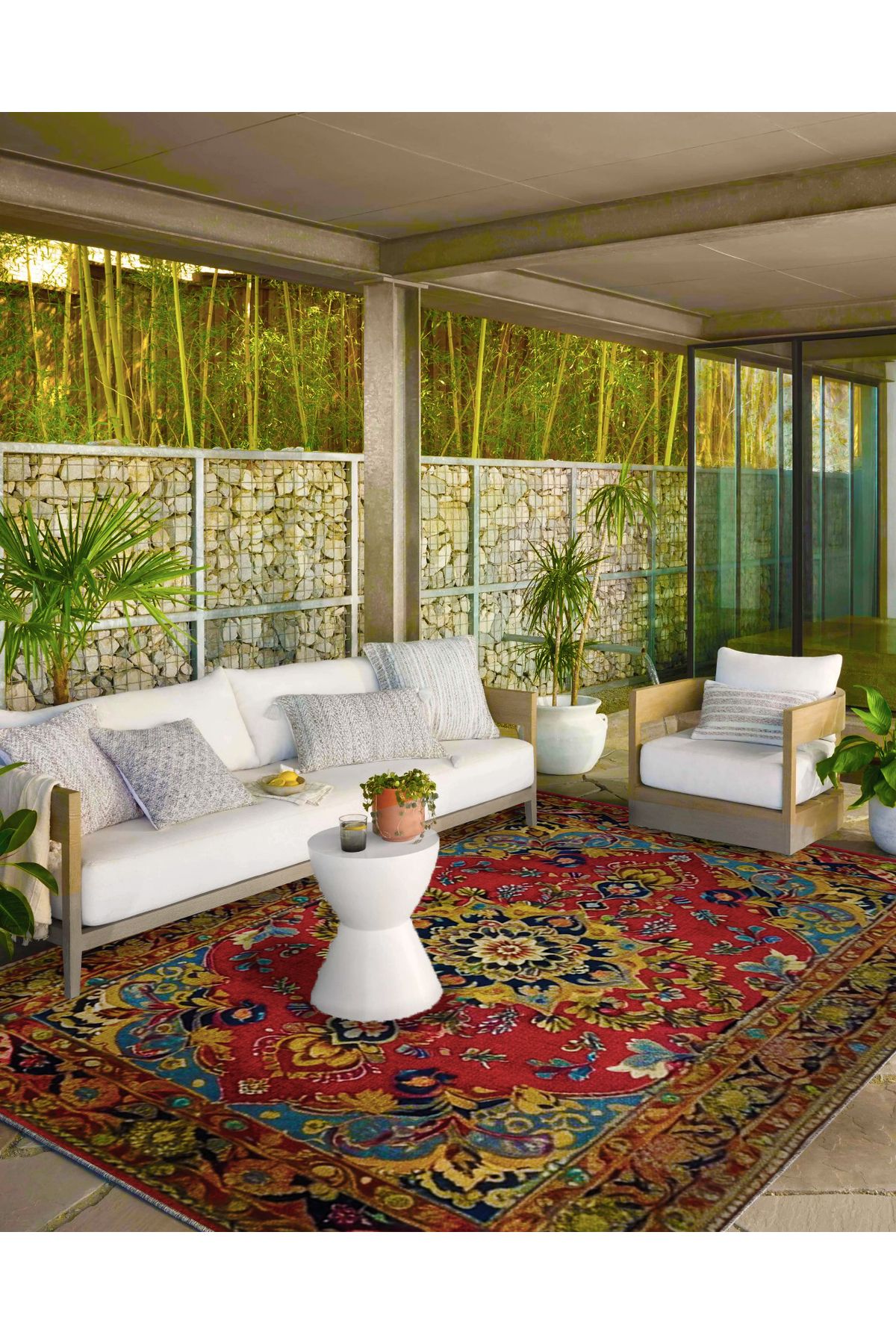 Paris Koleksiyonu Çok Renkli Etnik Çiçekli ve Geleneksel Motif Desenli Vintage Dekoratif Halı 69