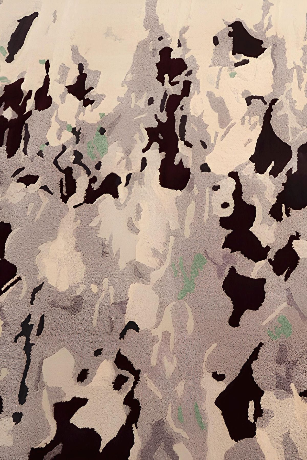 Siyah Bej Temalı Soyut Desenli Modern Dekoratif Halı 1671