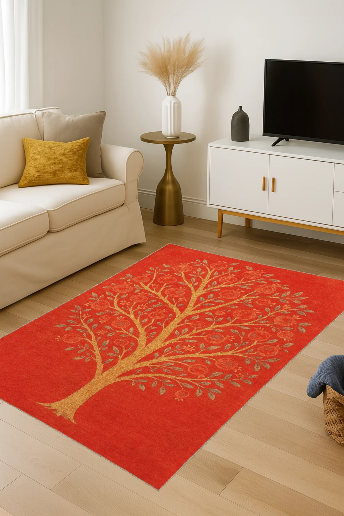 MOSSO Ağaç Temalı Desenli Modern Dekoratif Halı mosso434