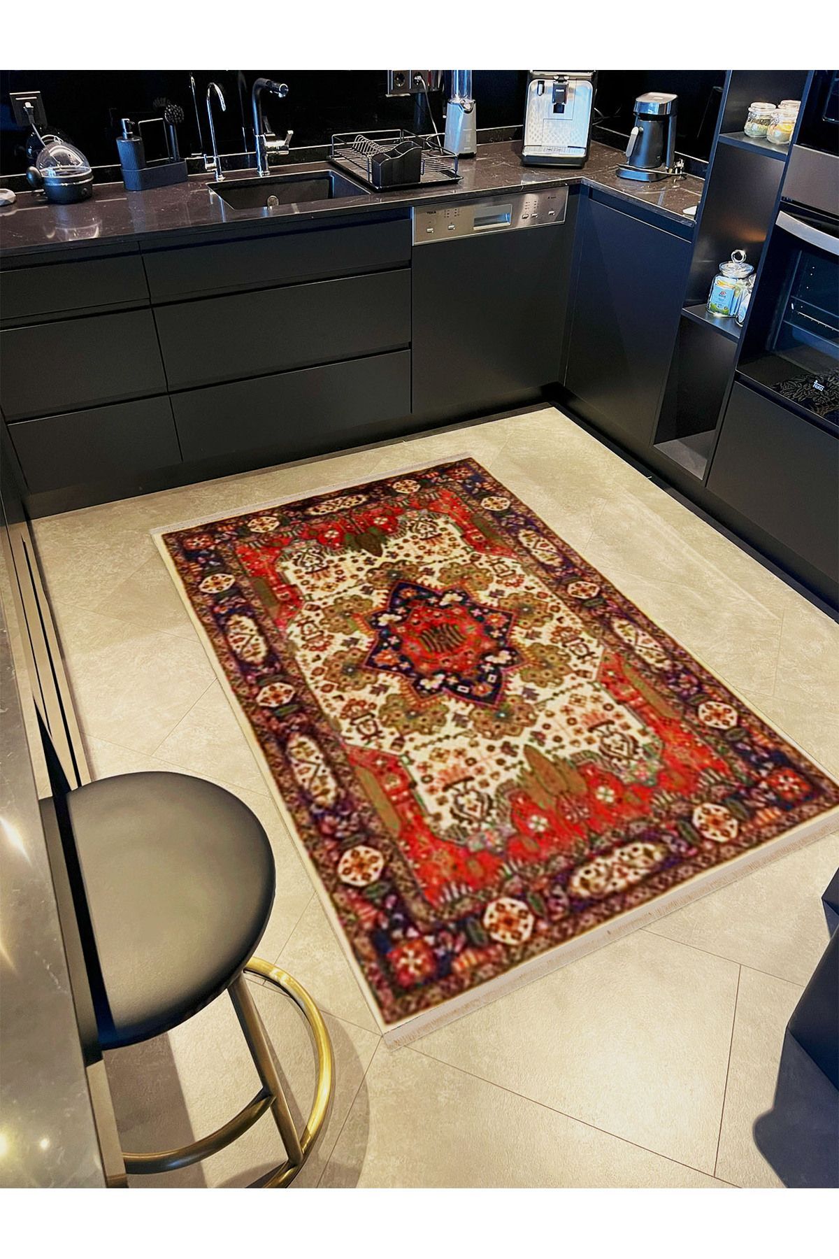 İnci Koleksiyonu Çok Renkli Geleneksel Motif Etnik Desen Dokuma Taban Vintage Dekoratif Halı inci28