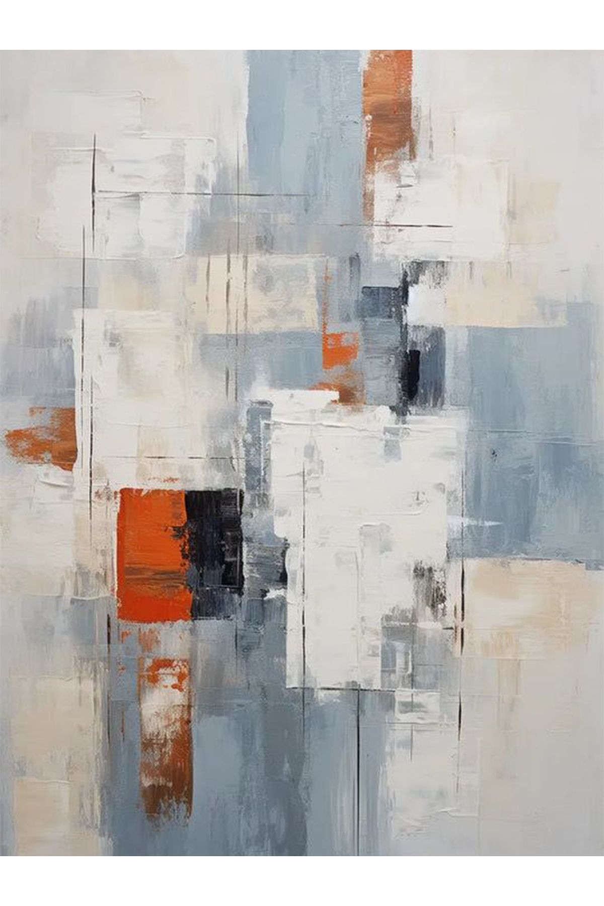 Asena Koleksiyonu Açık Tonlarda Soyut Abstract Desenli Kreatif Modern Dekoratif Halı 47