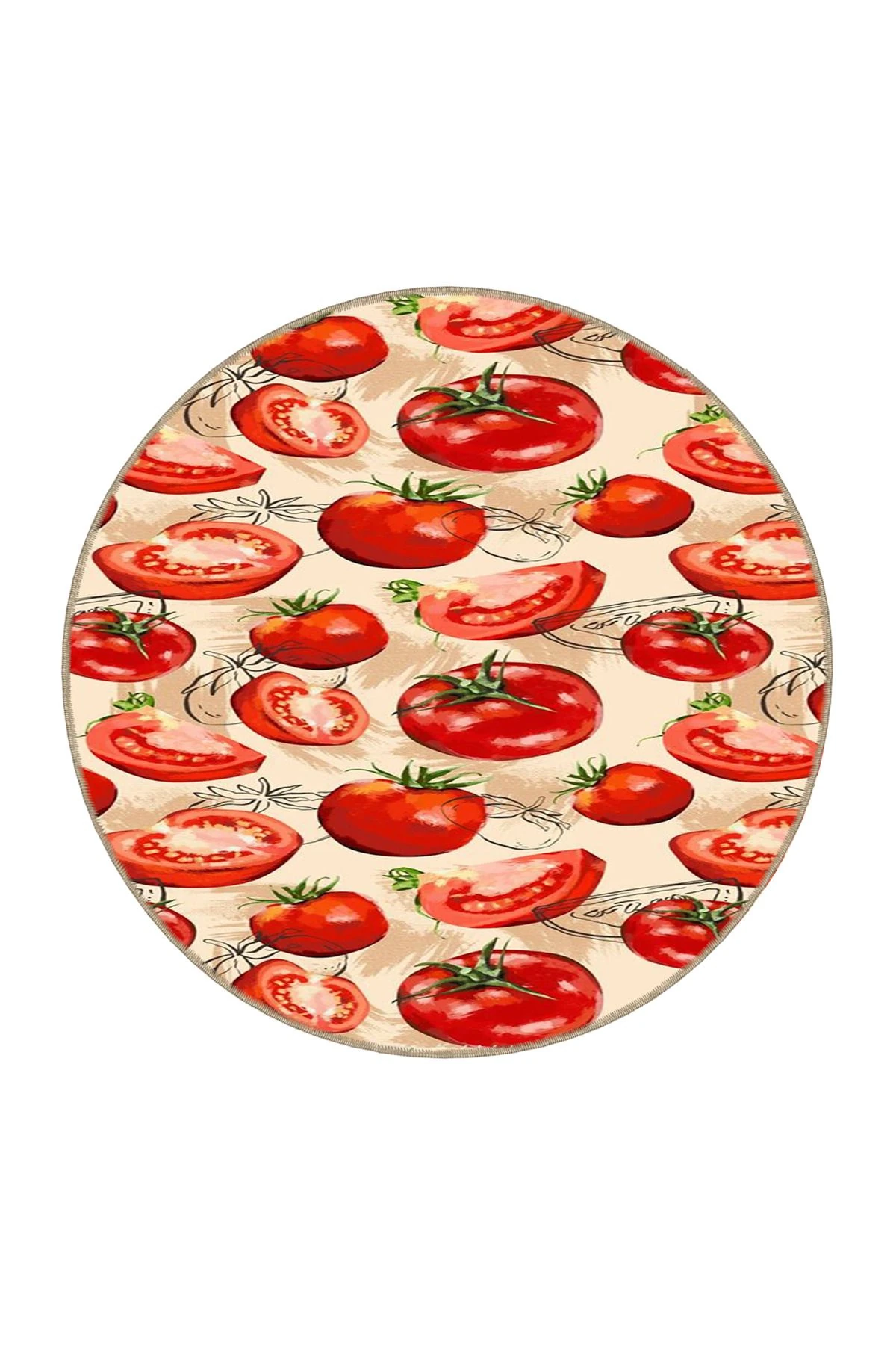 Domates Desenli Kırmızı Tonlarda Dokuma Taban Halı 3736