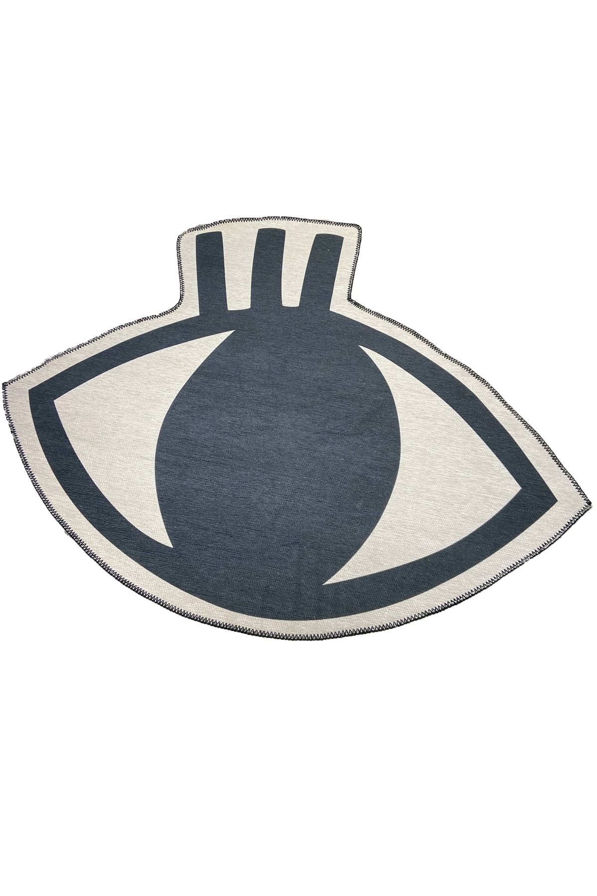 Mira 822 Kirpik Desen Beyaz Dekoratif Kaymaz Taban Çap Yıkanabilir Halı