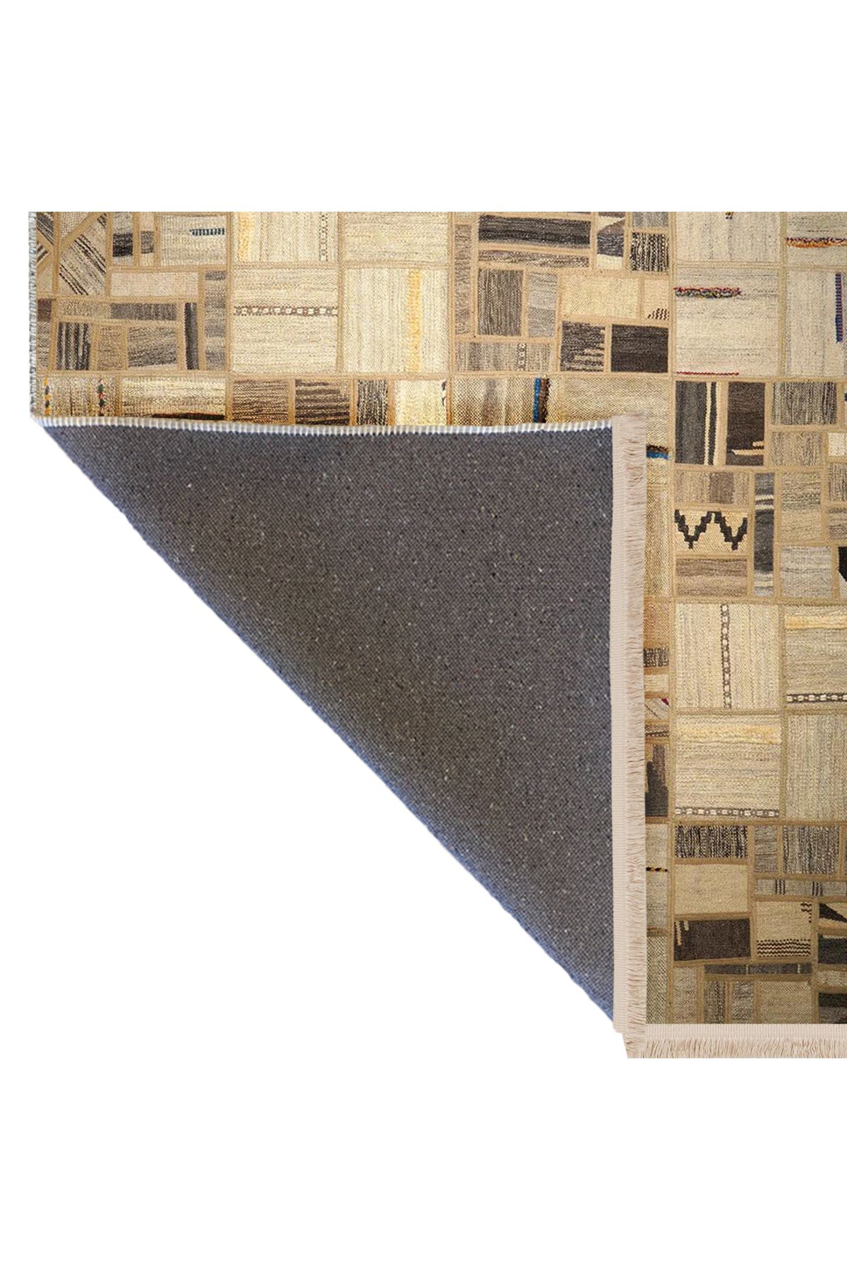 Kuzey Koleksiyonu Çok Renkli Şekiller Desenli Dokuma Taban Dekoratif Halı kuzey47