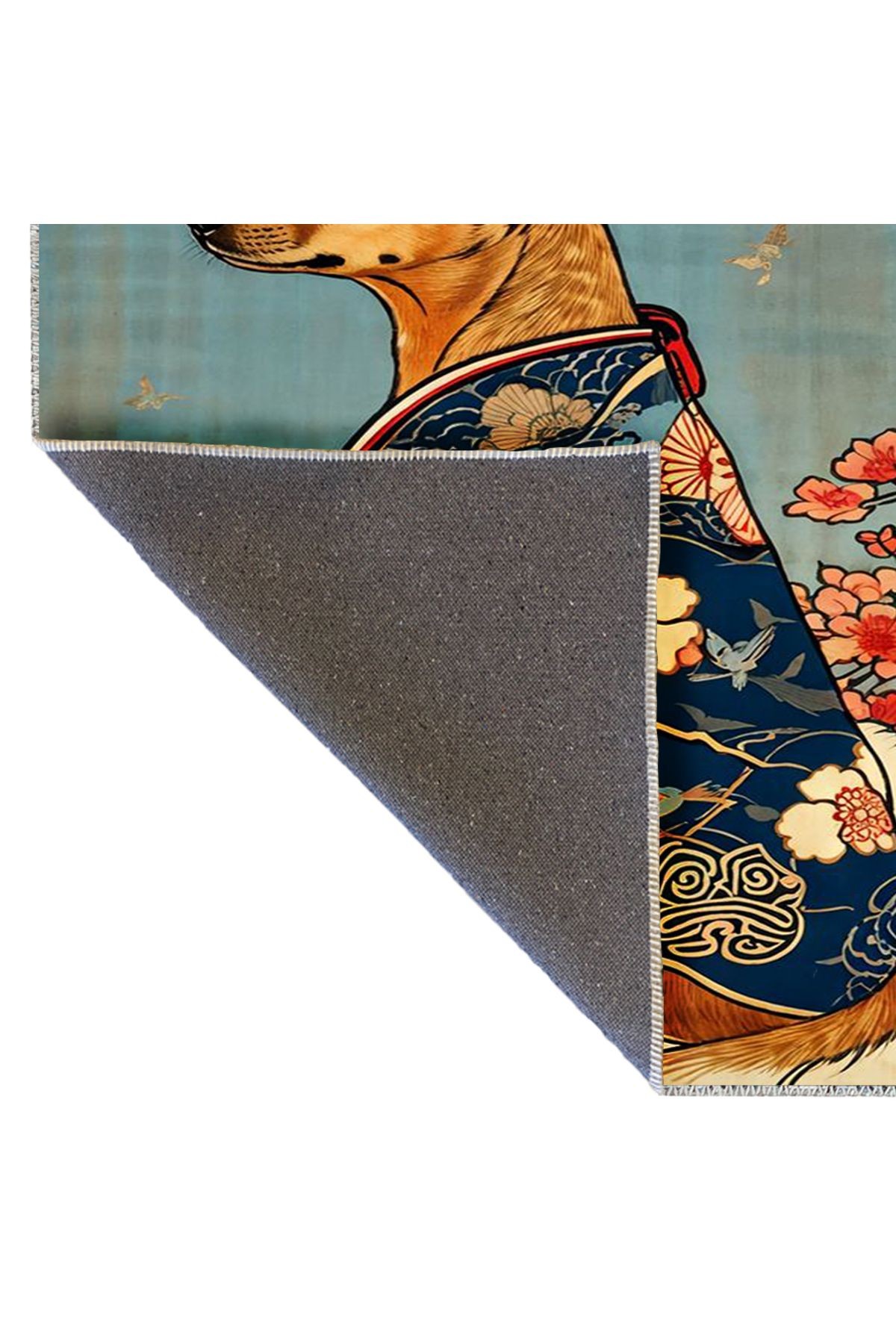 Seda Koleksiyonu Kimonolu Köpek Desenli Dokuma Taban Modern Dekoratif Halı seda31