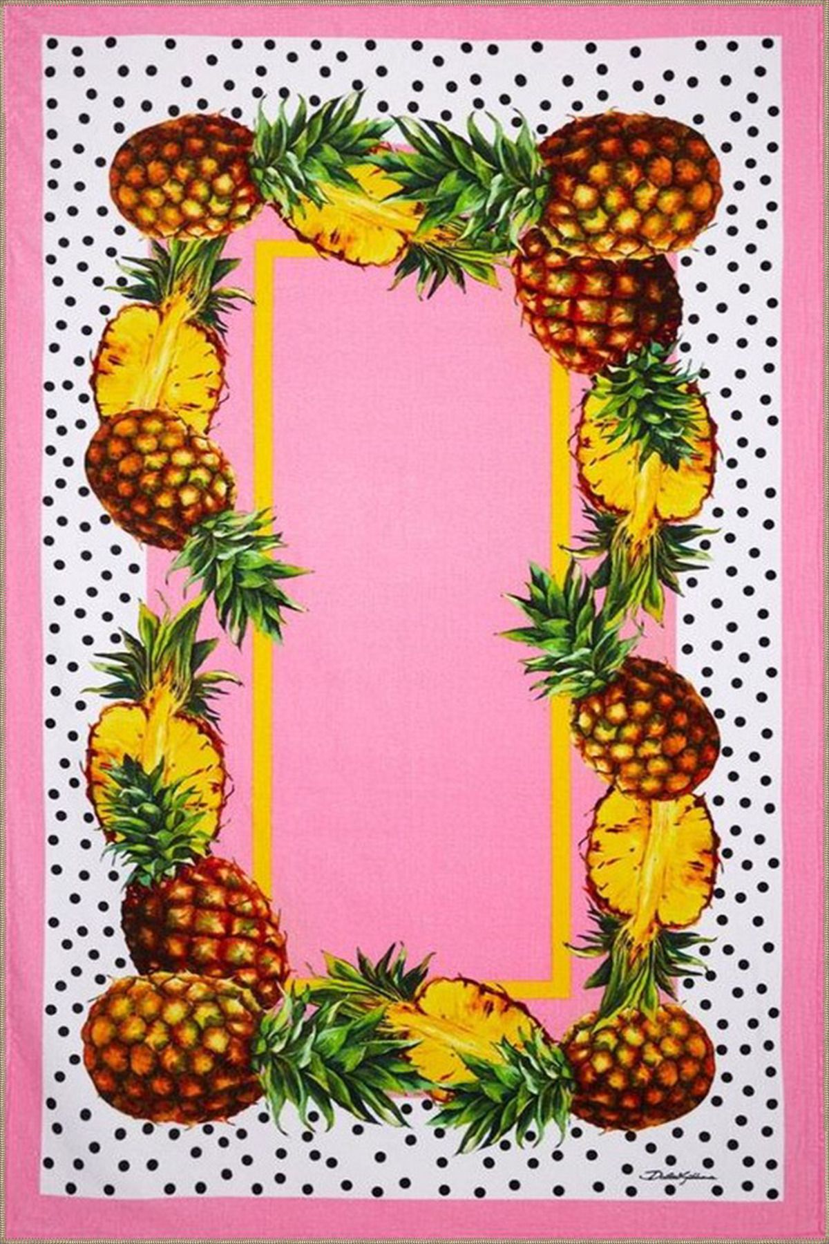 Pembe Renk Temalı Ananas Meyve Desenli Kreatif Halı 3753