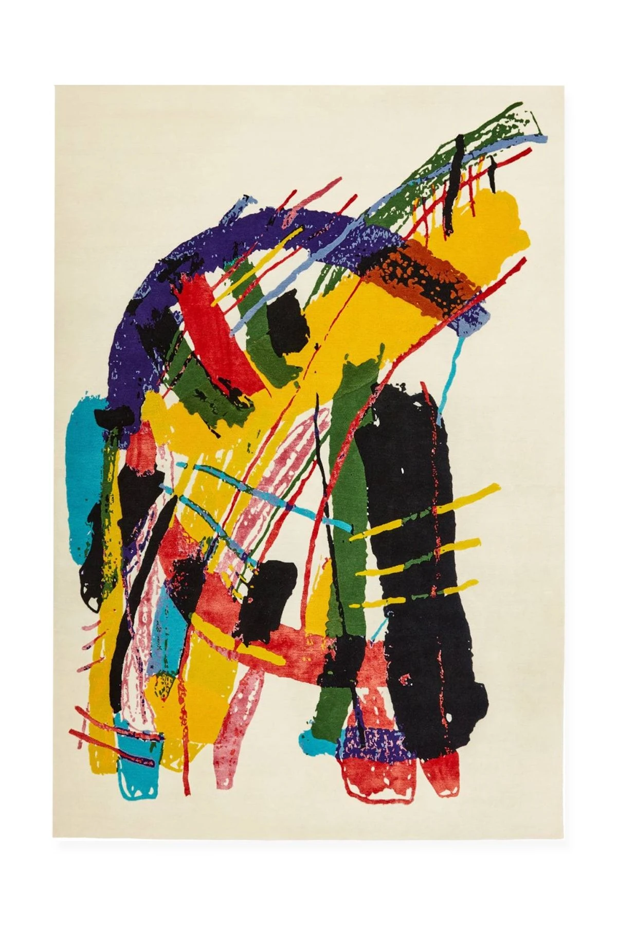 Soyut Desenli Çok Renkli Dokuma Taban Dijital Baskılı Halı Mira 1395