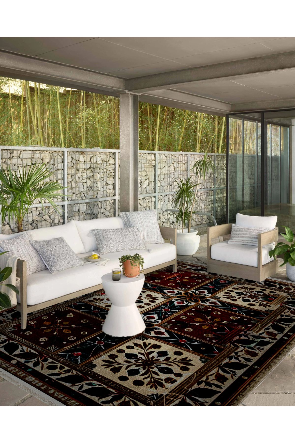 Bej Bordür Detaylı Renkli Antik Tasarım Serisi Çok Renkli Desenli Vintage Dekoratif Halı antik52