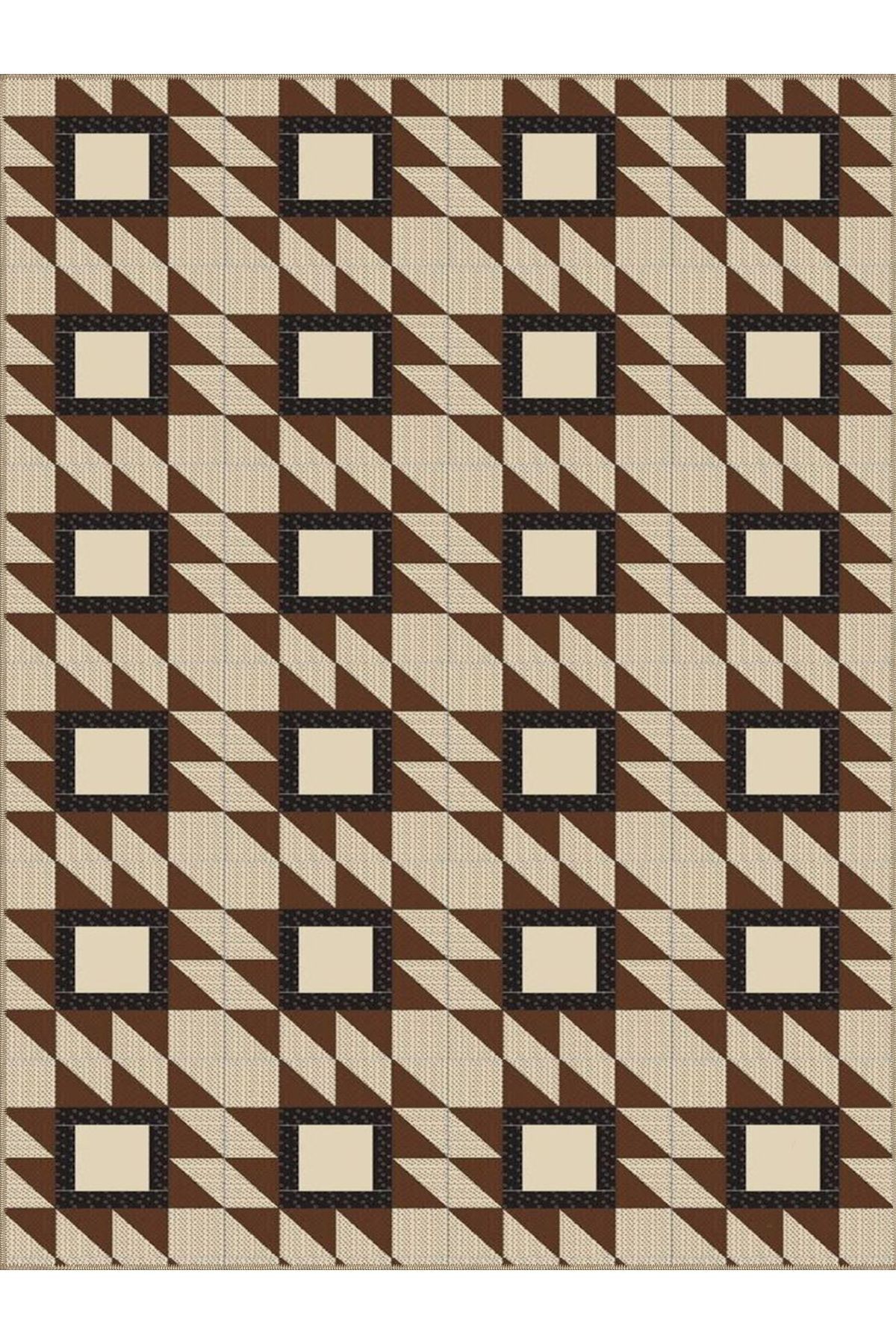 Ametist Serisi Kahverengi Tonlar Geometrik Detaylı Dokuma Taban Modern Dekoratif Halı ametist19