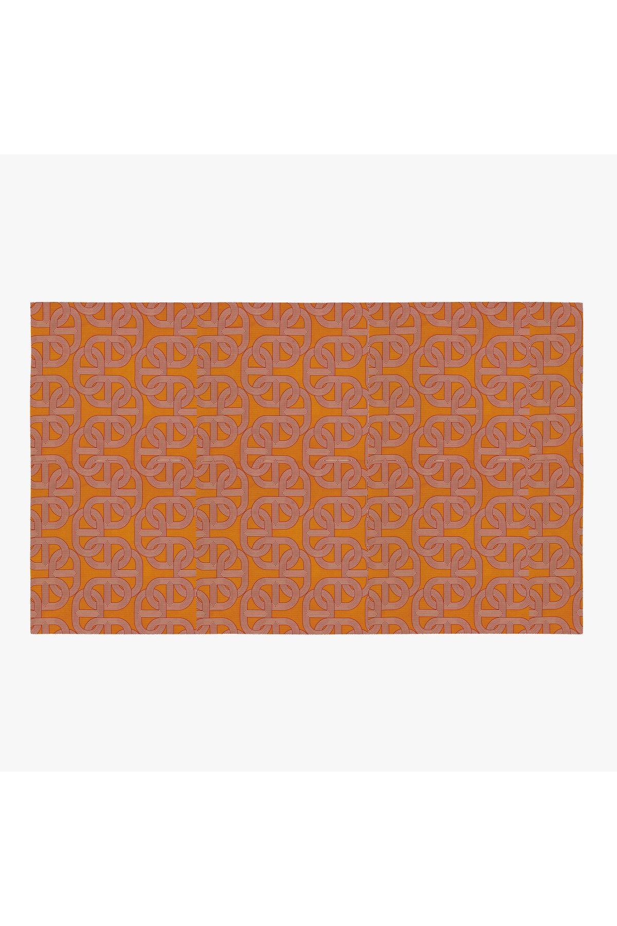 Mira 966 Zincir Temalı Turuncu Bordo Dokuma Taban Halı