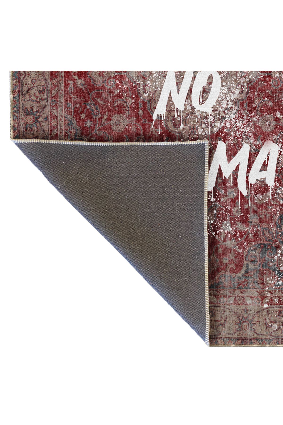 Written Koleksiyonu Bordo Motifli No Drama Yazılı Desenli Modern Dekoratif Halı 02