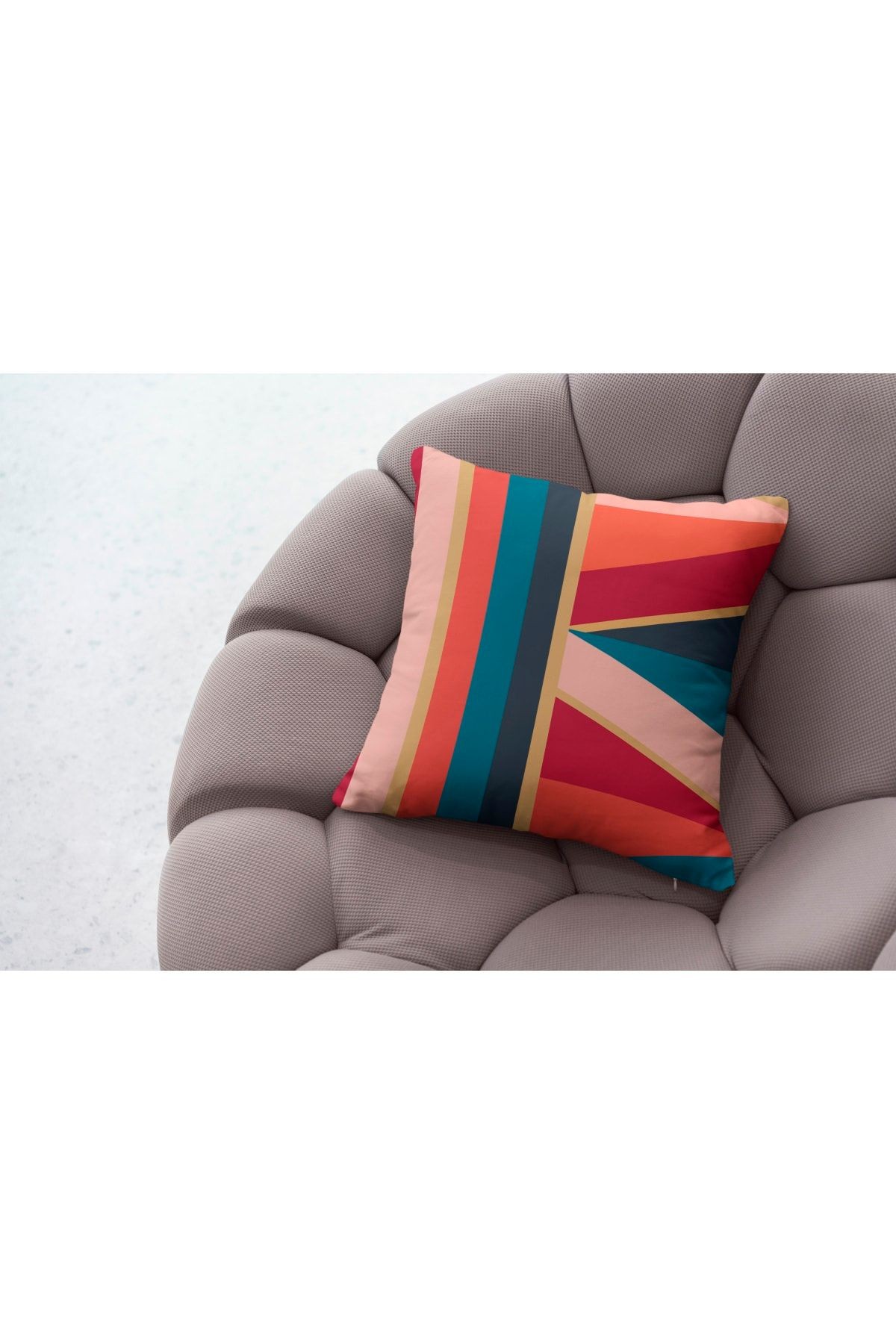 Kırlent 863 Çok Renkli Çizgili Geometrik Desen Kırlent Kılıfı Pillow35