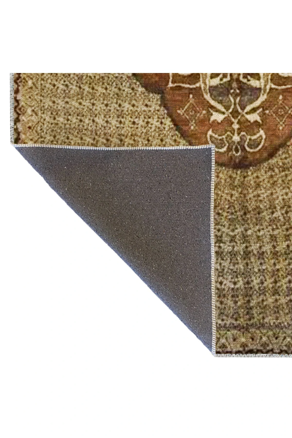 Kahverengi Temalı Geleneksel Motif Desenli Vintage Dekoratif Halı 3309