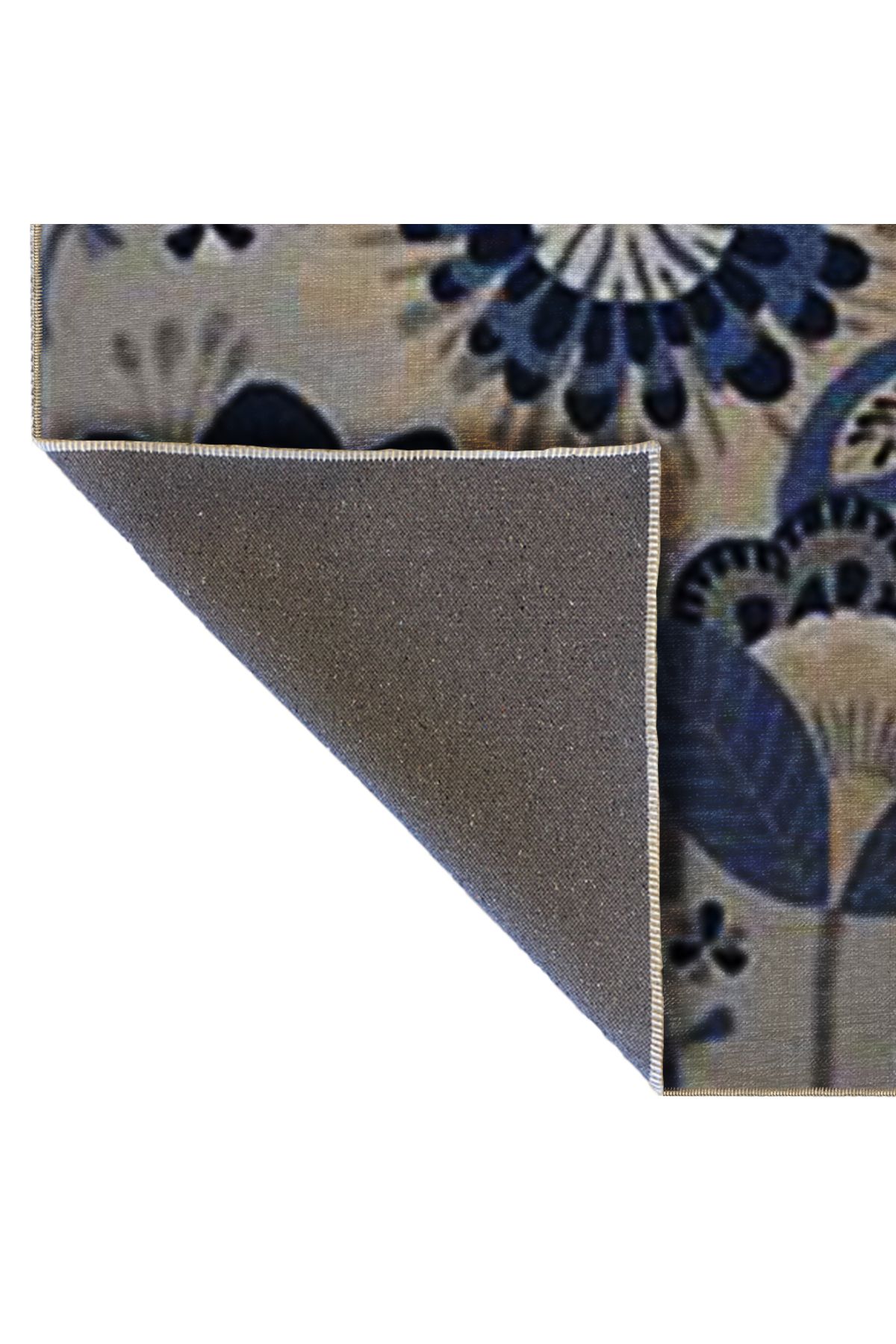 Gri Temalı Çok Renkli Floral Çiçek Desenli Kreatif Modern Dekoratif Halı 5343