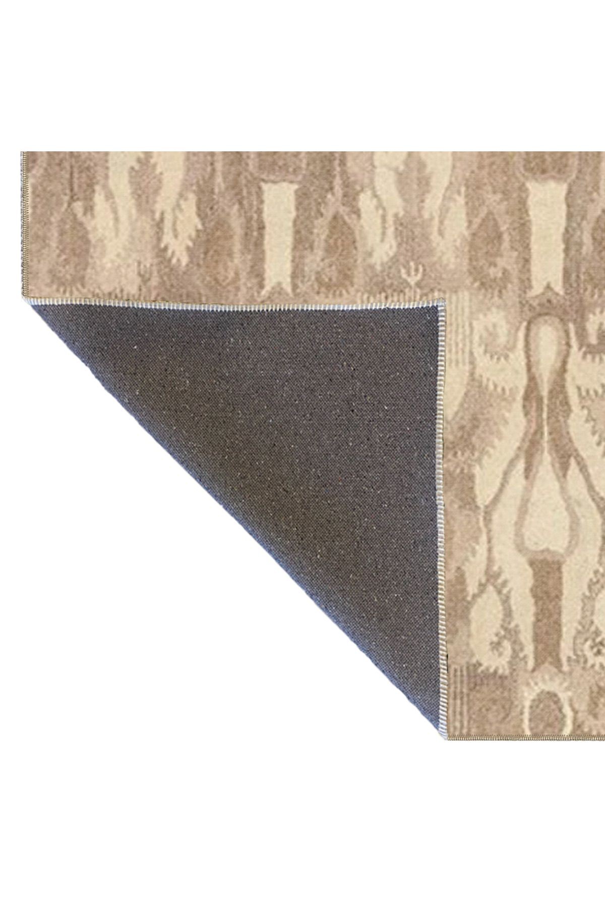 Bej Temalı Motifli Etnik Figür Desenli Vintage Dekoratif Halı 4605