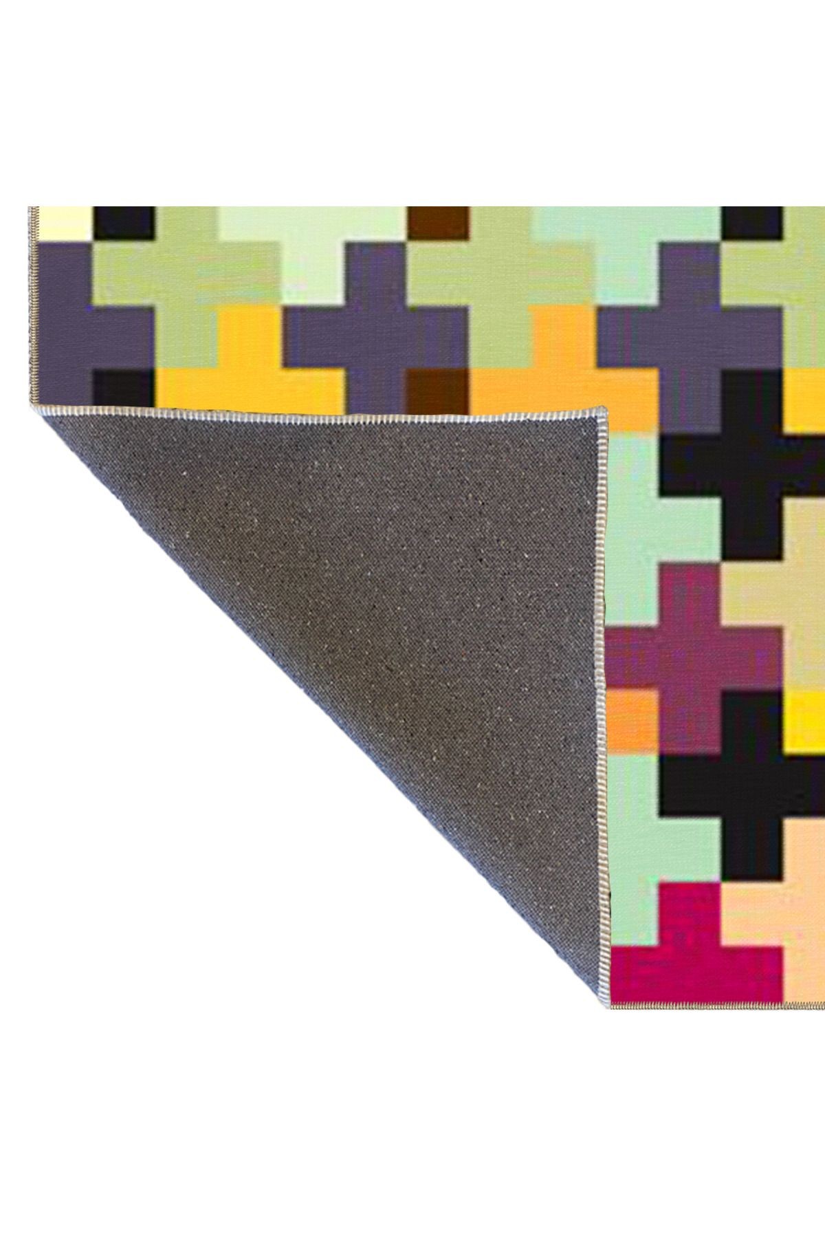 Çok Renkli Yapboz Puzzle Geometrik Desenli Modern Dekoratif Halı 4623