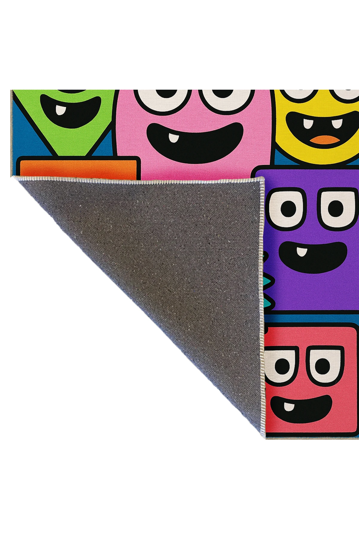 MOSSO Çok Renkli Soyut Çizgi Karakter Figürleri Desen Dokuma Taban Dekoratif Halı mosso312