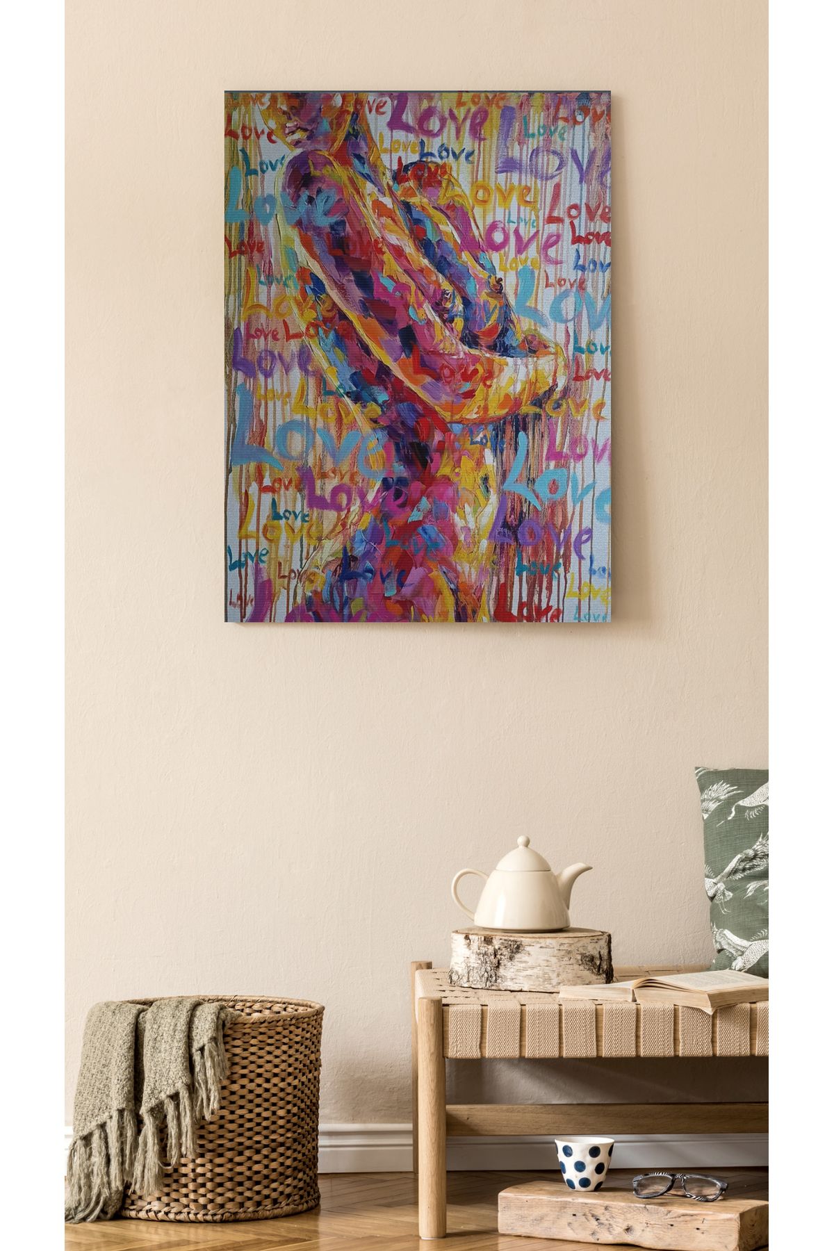 Kanvas Tablo Yazı Temalı Kadınlı Modern Tablo